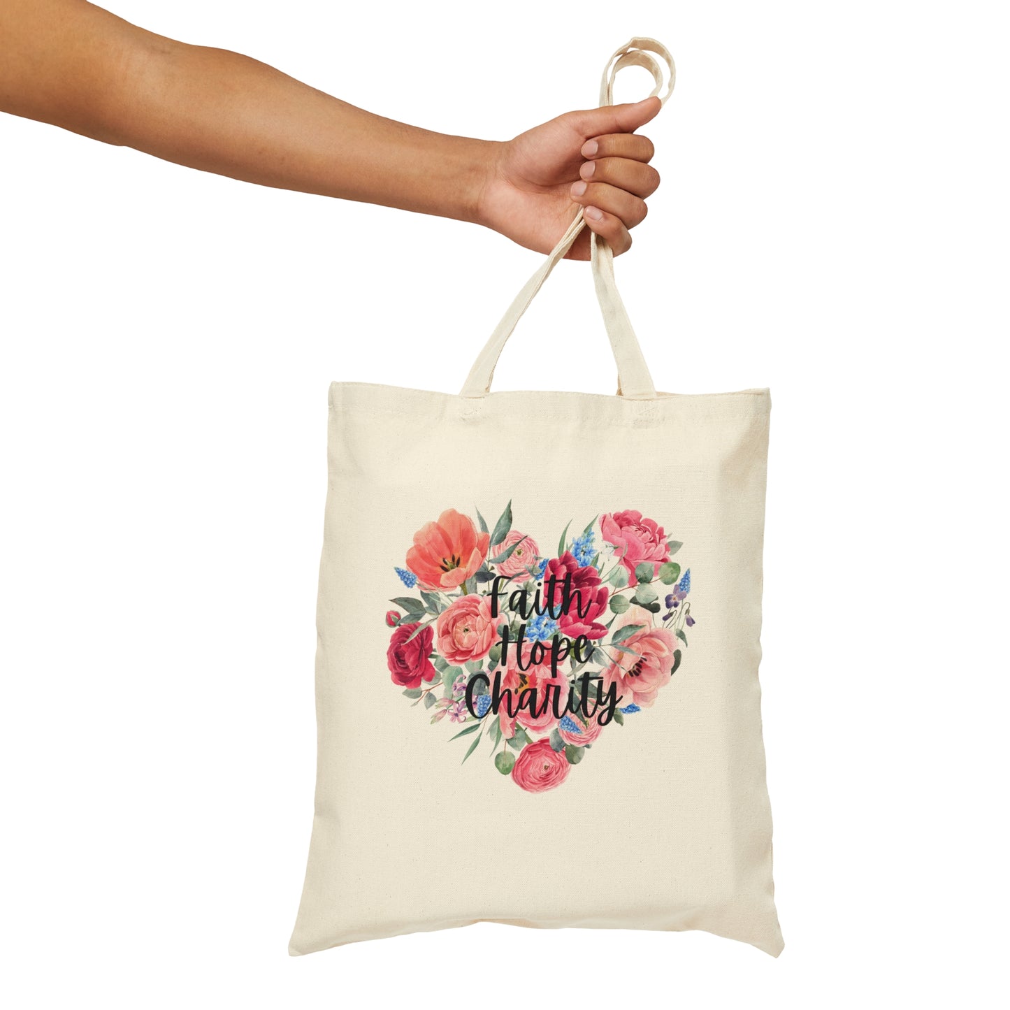 Faith, Hope, & Charity Cotton Canvas Tote Bag