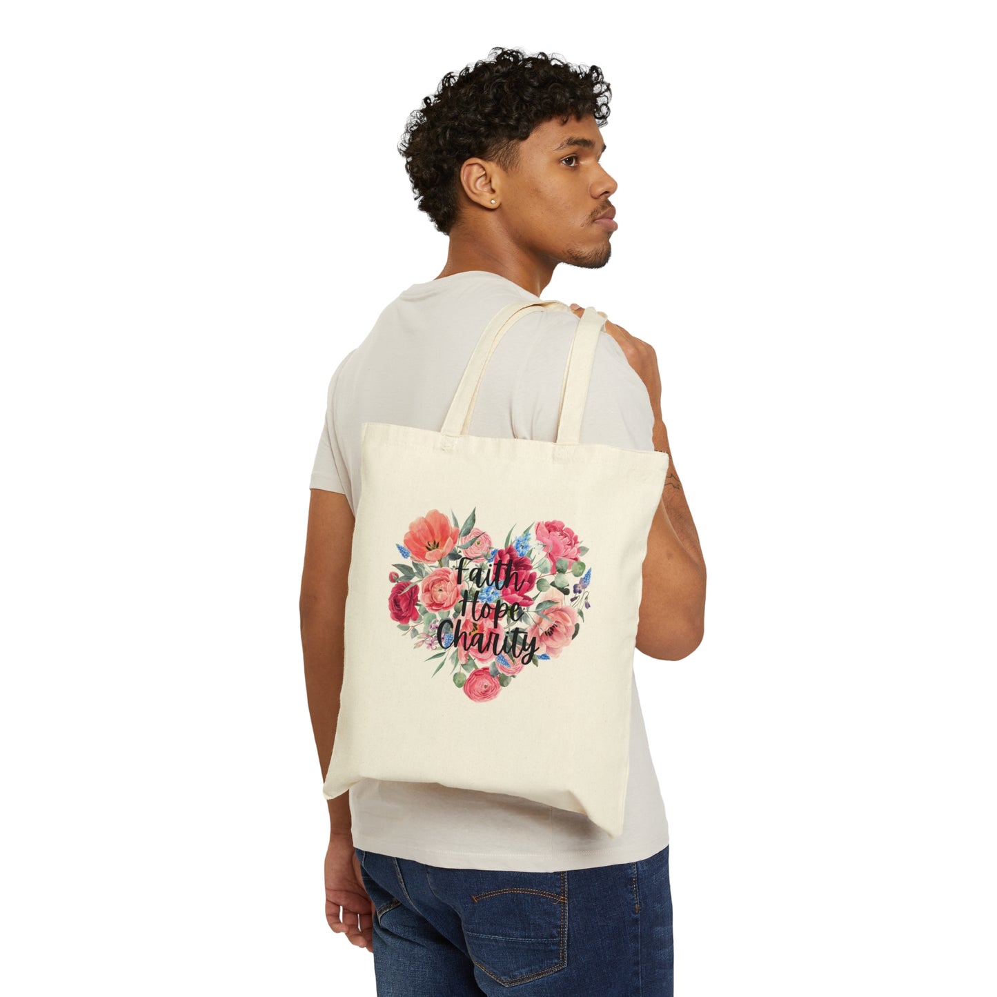 Faith, Hope, & Charity Cotton Canvas Tote Bag
