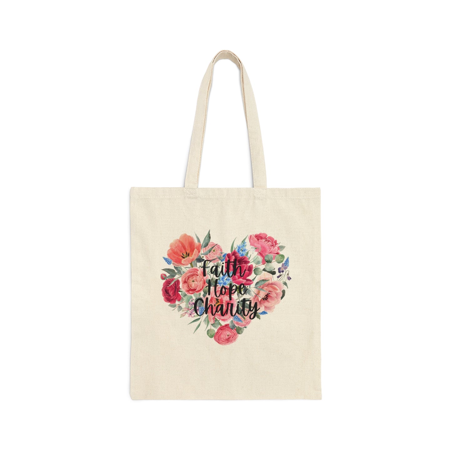 Faith, Hope, & Charity Cotton Canvas Tote Bag