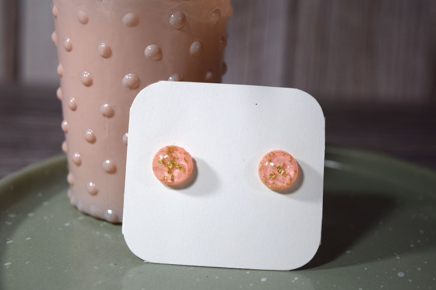 mary's jewel earrins, mary's jewels, pink and gold earrings