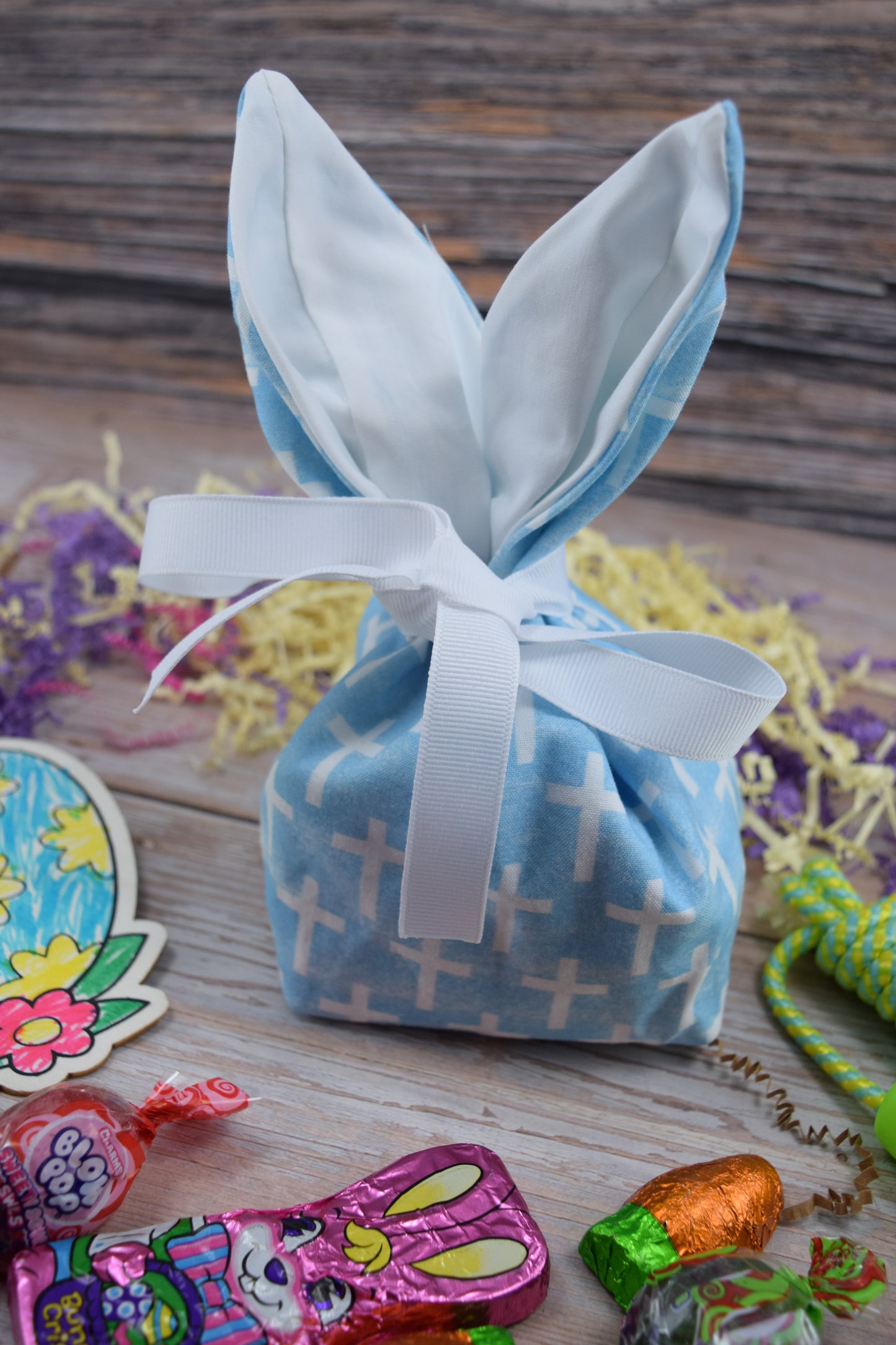 Crosses Blue Bunny Treat Bag