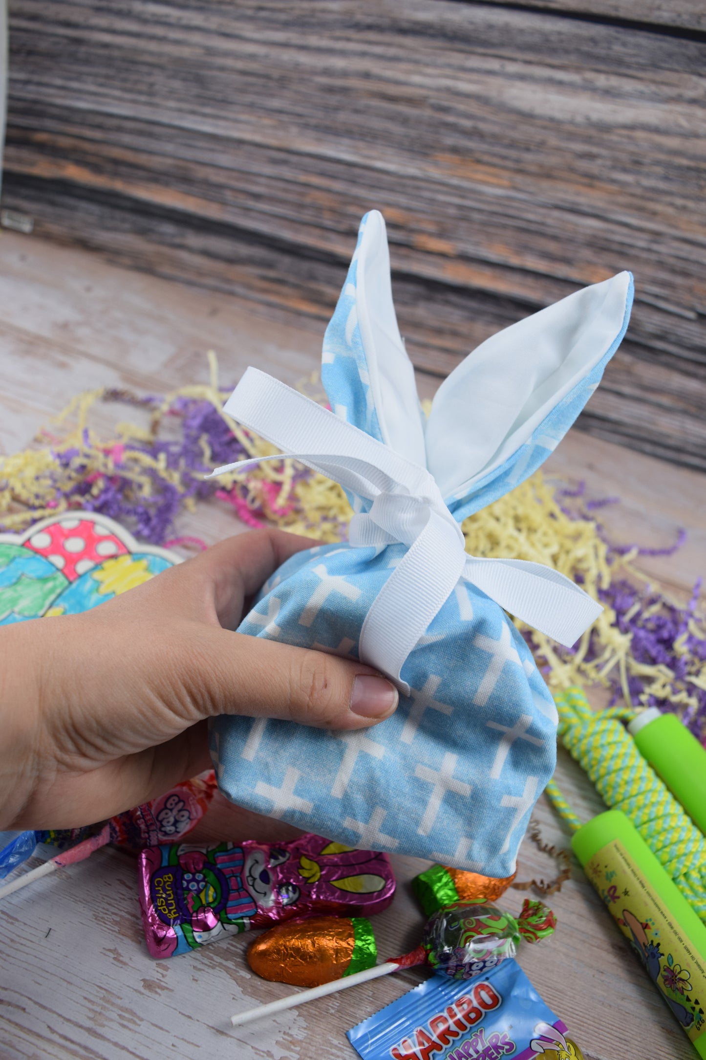 Crosses Blue Bunny Treat Bag