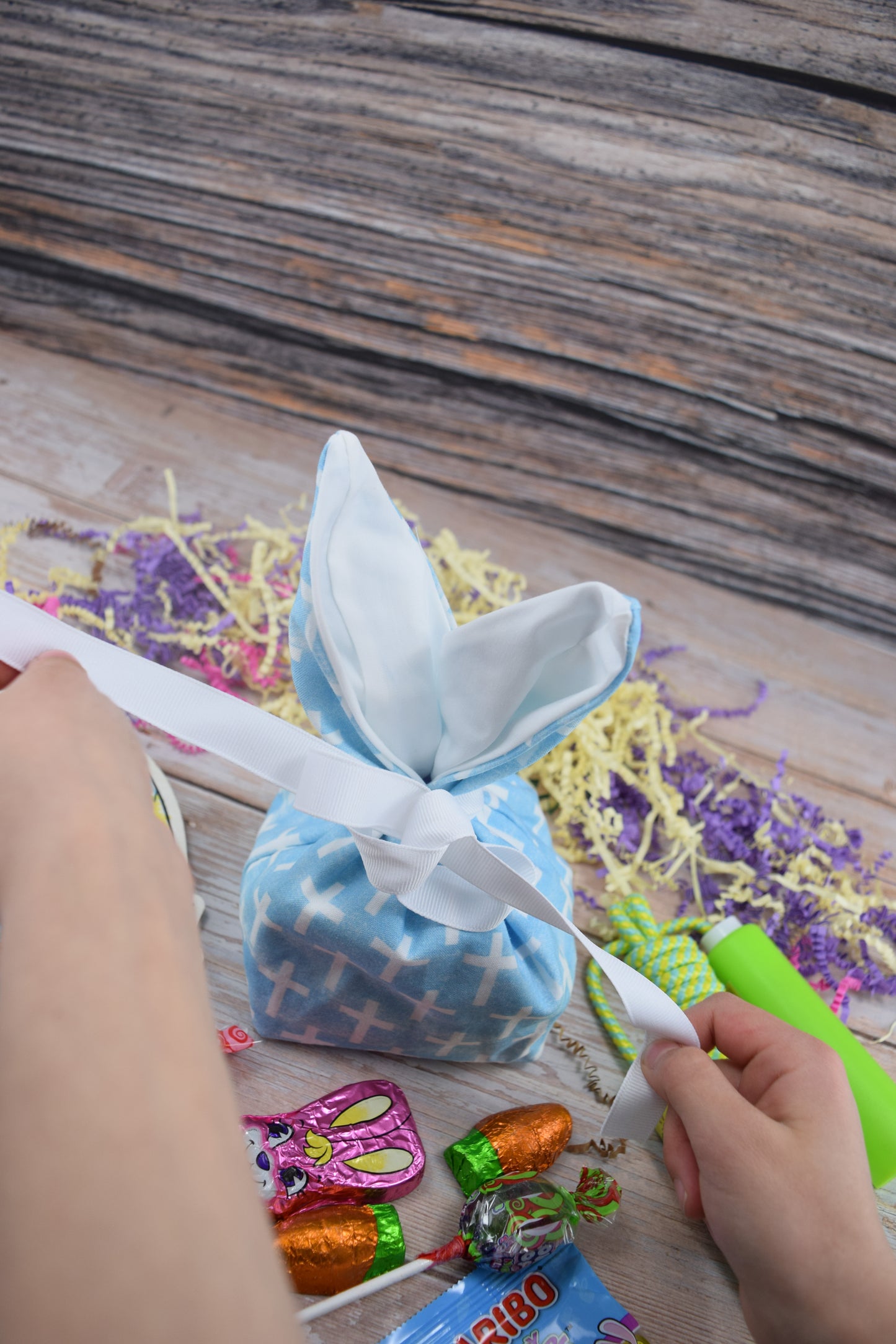 Crosses Blue Bunny Treat Bag