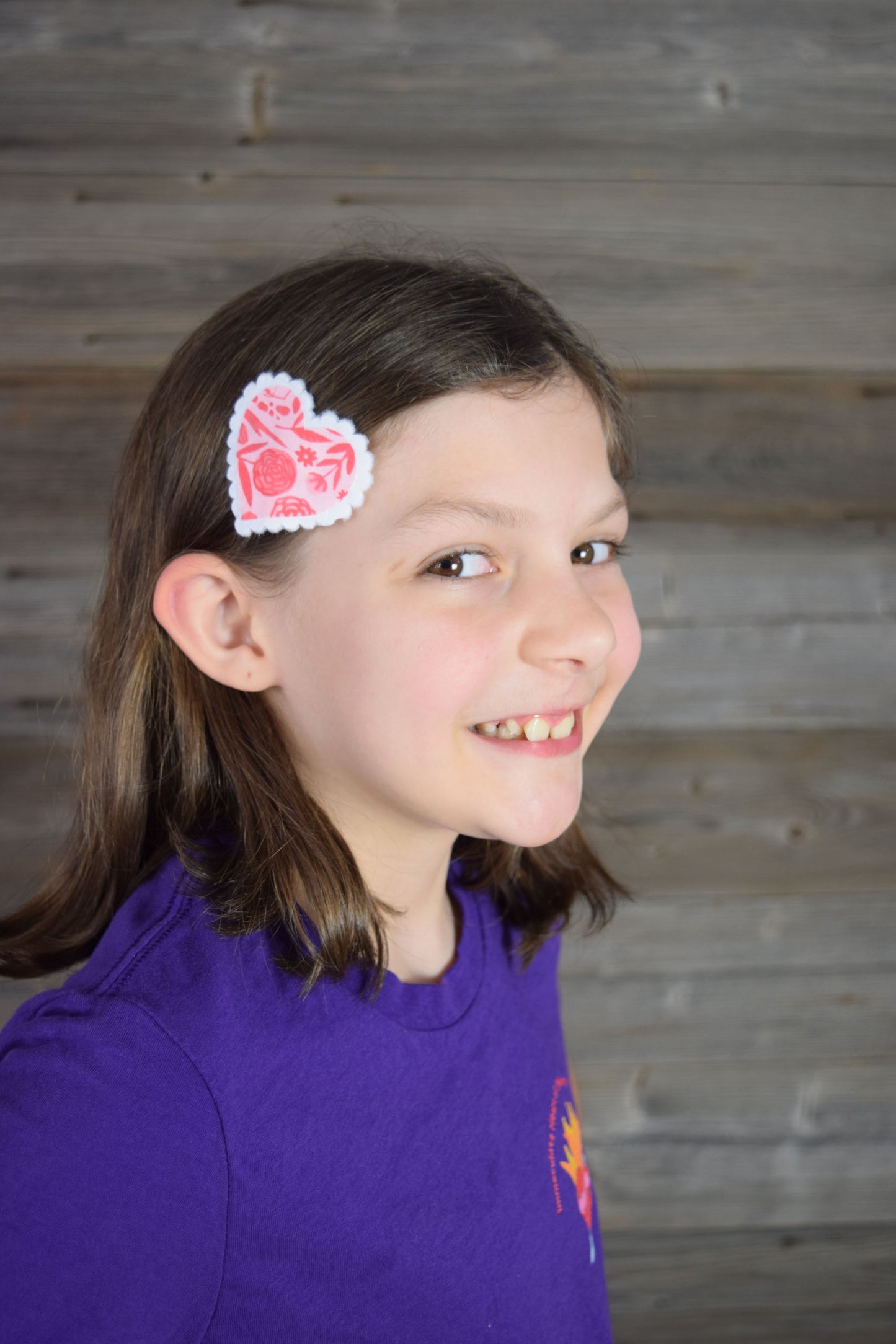 Catholic Heart Hair Clips - Floral Hail Mary