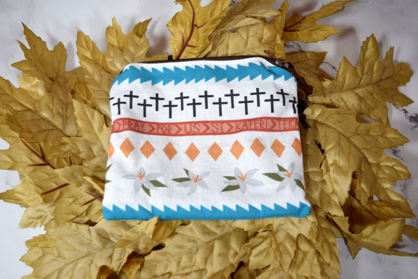 Small Zipper Rosary Pouch - St Kateri Tekawitha