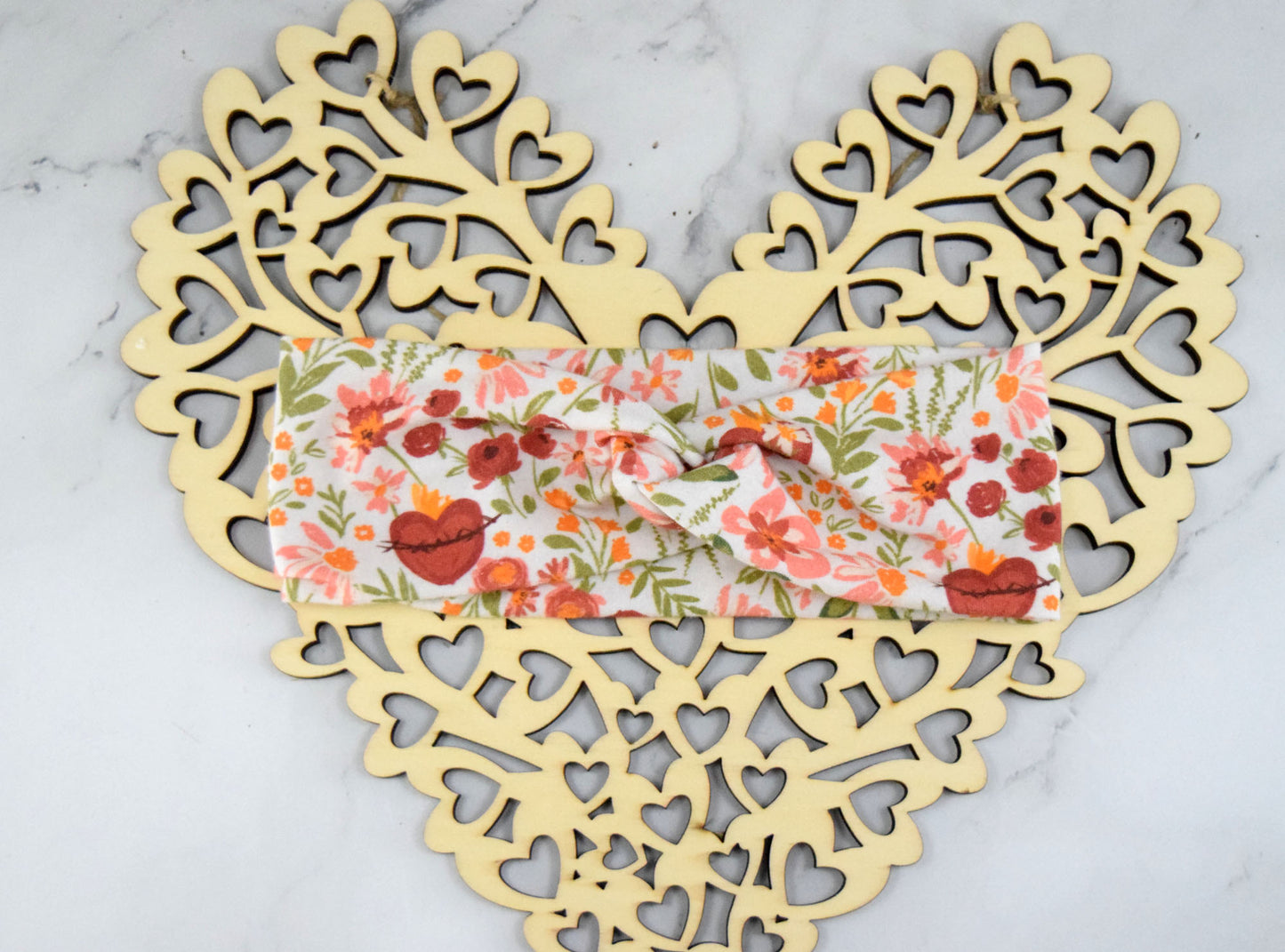KID SIZED JMJ Hearts Floral Twist Headband