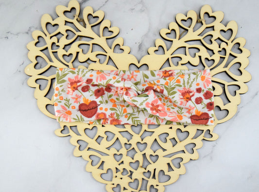 KID SIZED JMJ Hearts Floral Twist Headband