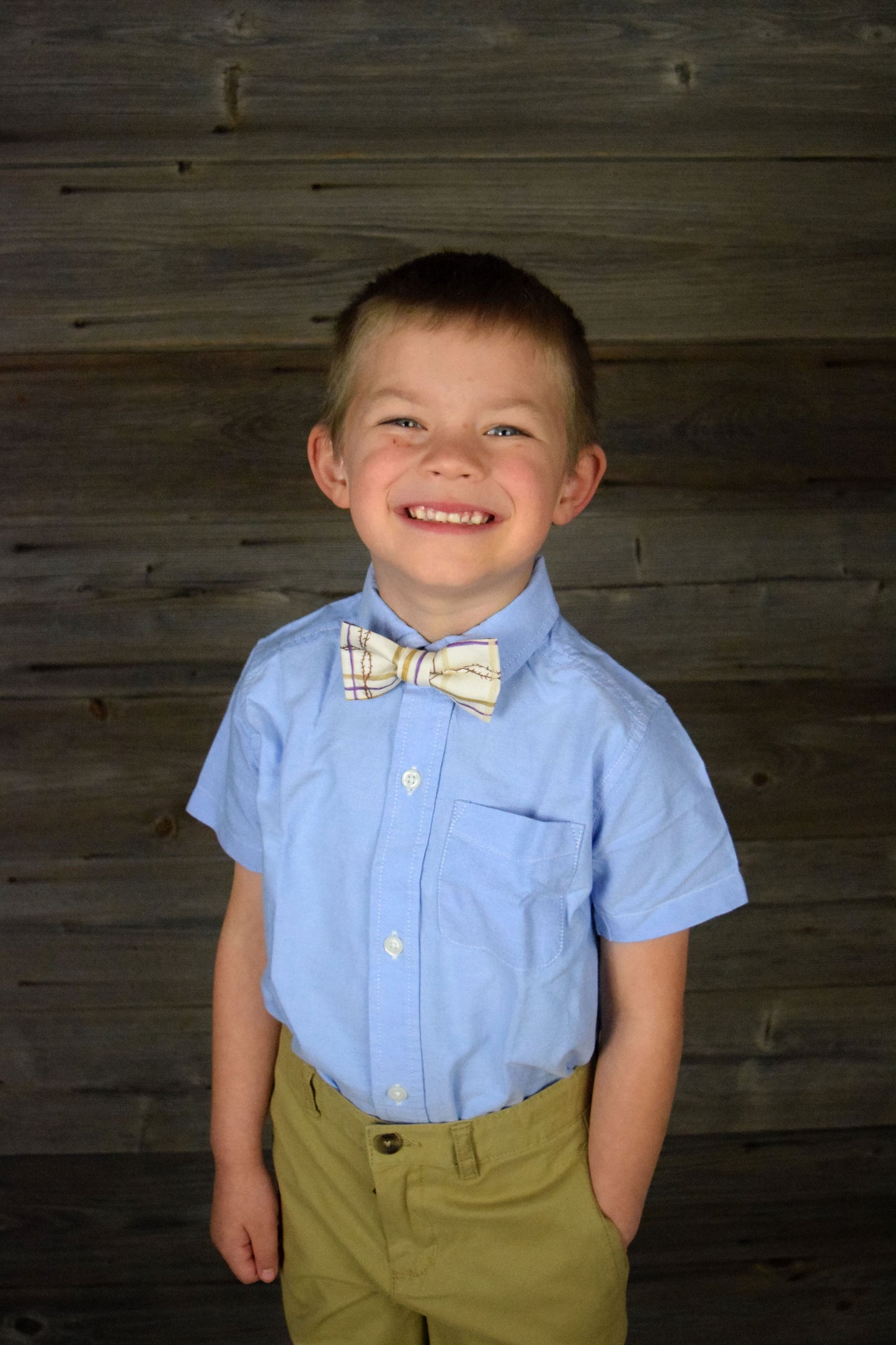 Adjustable Youth Lenten Plaid Bow Tie
