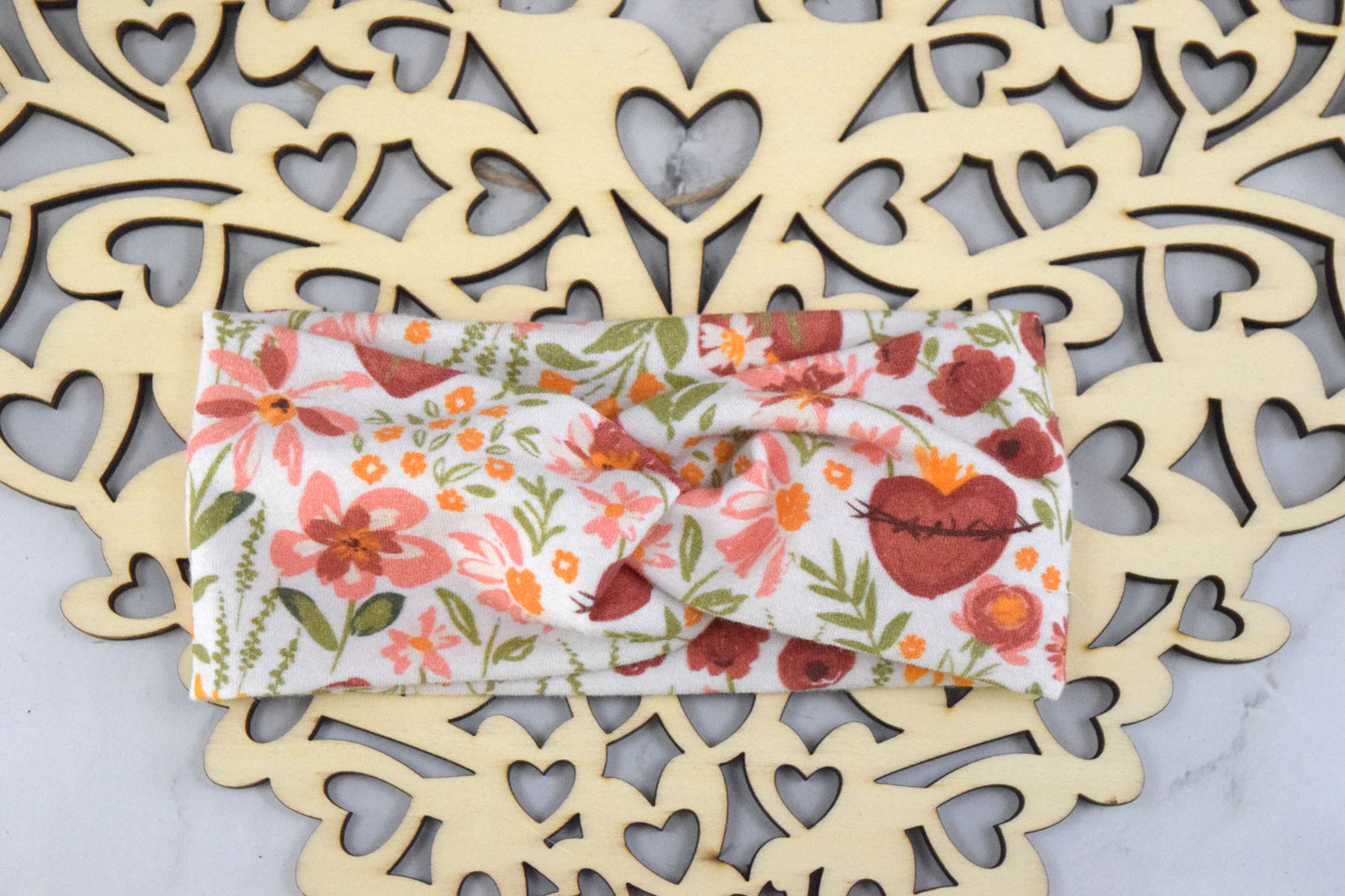 BABY SIZED JMJ Hearts Floral Twist Headband