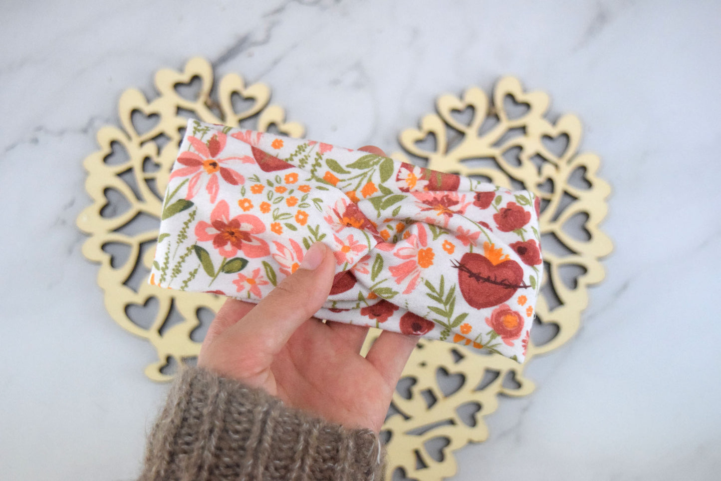 BABY SIZED JMJ Hearts Floral Twist Headband