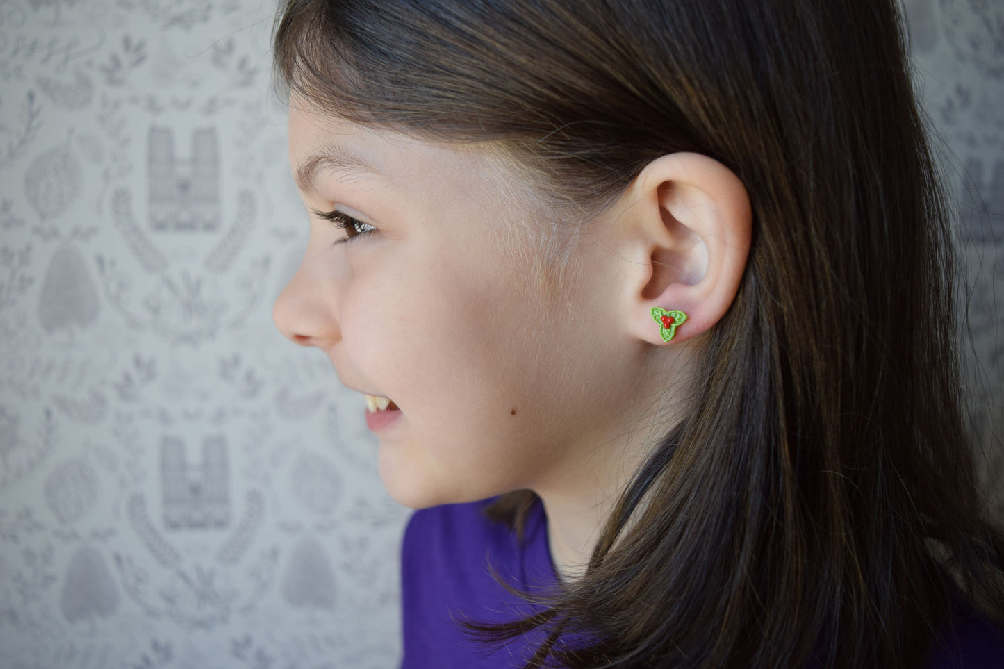 Kid’s Saint Earrings - Holly & Ivy