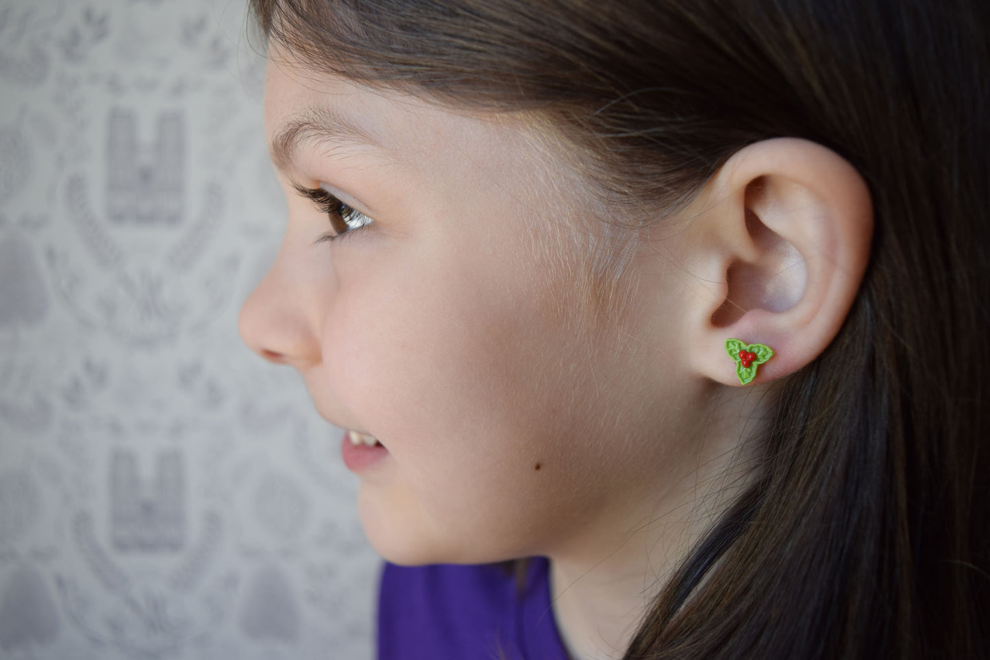 Kid’s Saint Earrings - Holly & Ivy