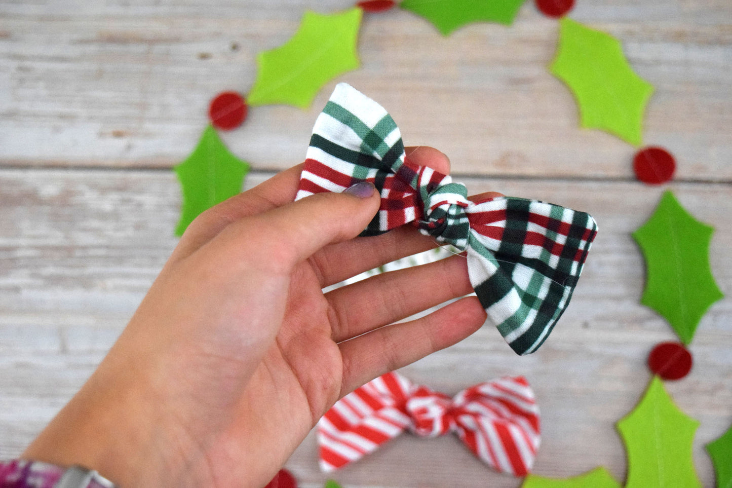 Catholic Knotted Hair Bows - Christmas Collection