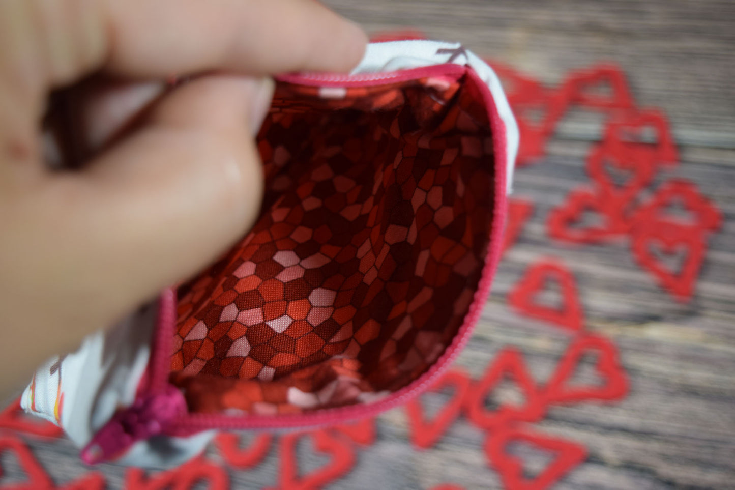 Small Rosary Zipper Pouch - Holy Family Sacred Heart