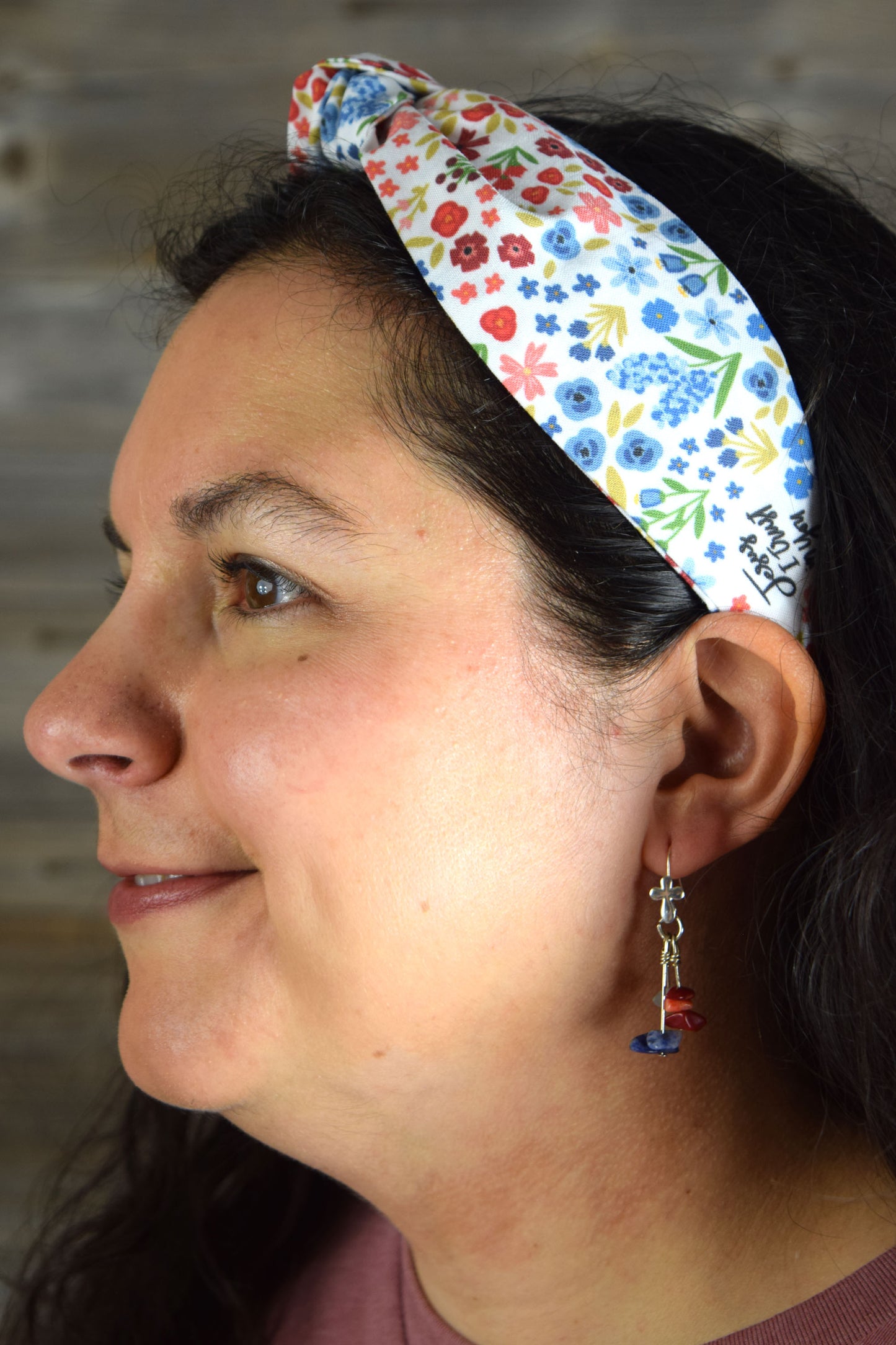 floral headband, catholic mom