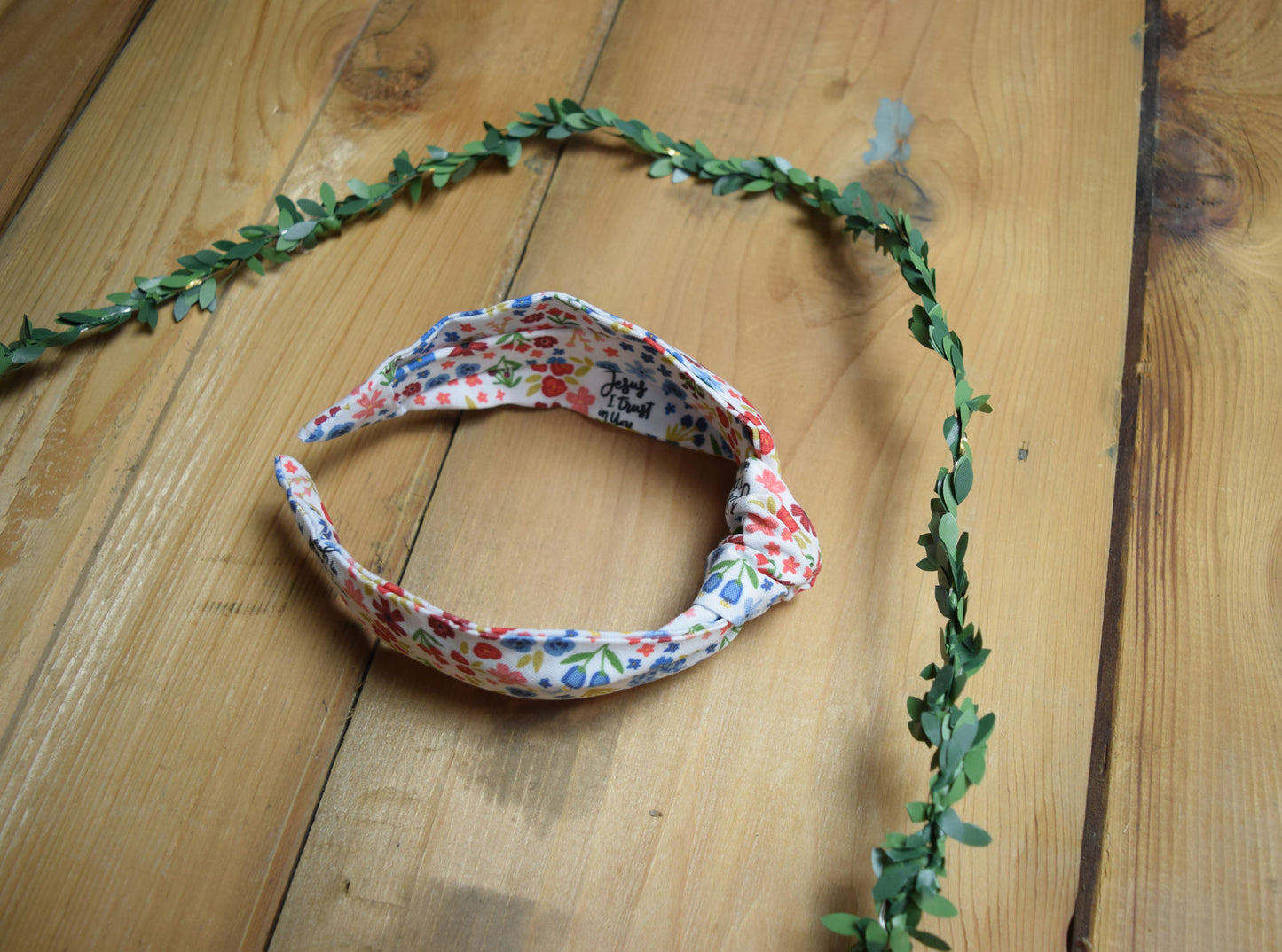 Top Knot Headband - Floral Divine Mercy
