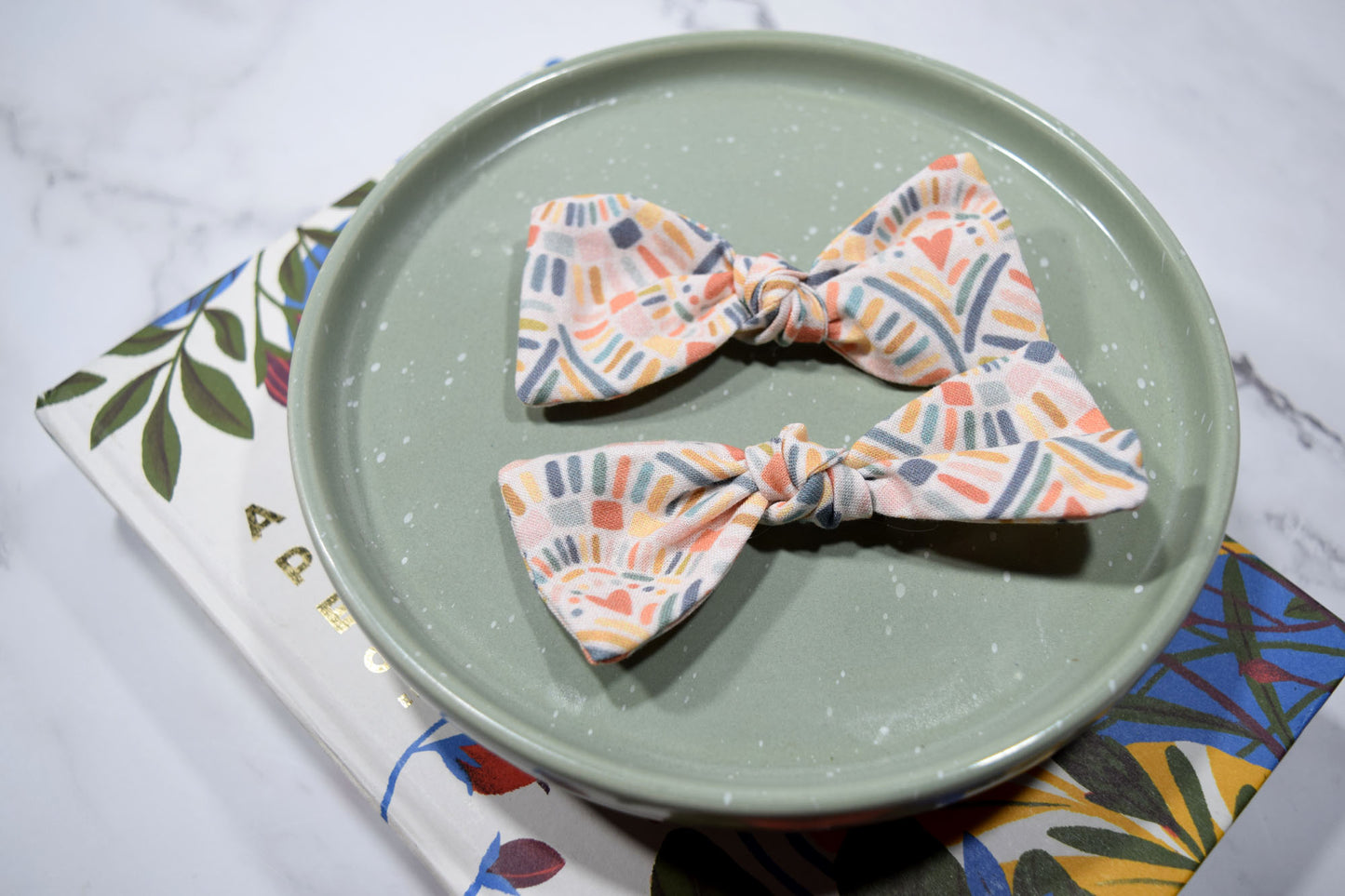 catholic hair bow, rainbow hairbow