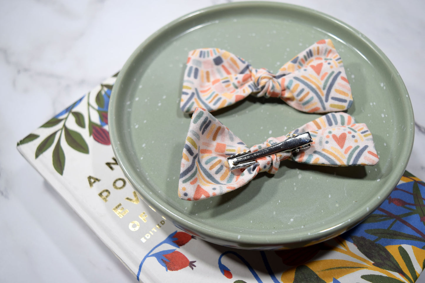 Catholic Knotted Hair Bows - God's Promise