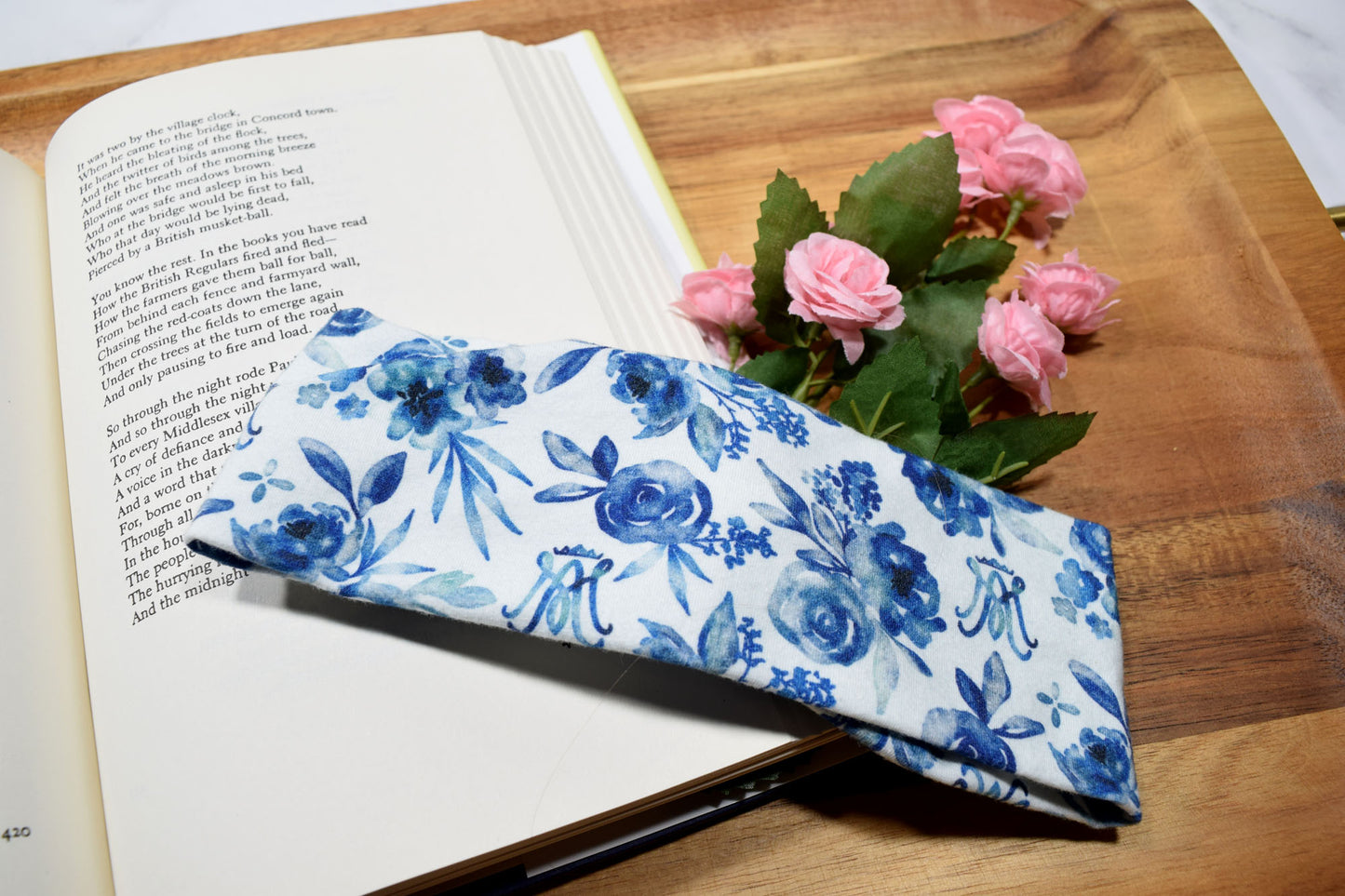KID SIZED Blue Floral Auspice Maria Twist Headband