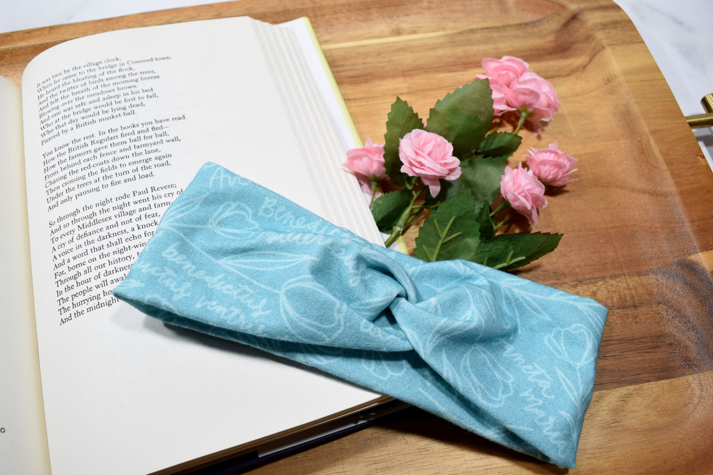 ave maria headband, catholic girl headband, catholic girl gift, catholic twist headband, catholic turban headband
