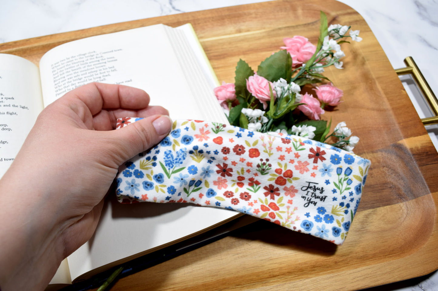 KID SIZED Divine Mercy Floral Twist Headband