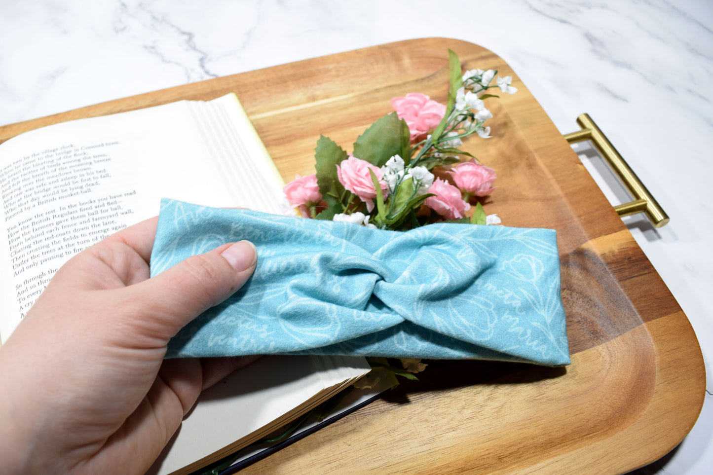 KID SIZED Ave Maria Floral Twist Headband