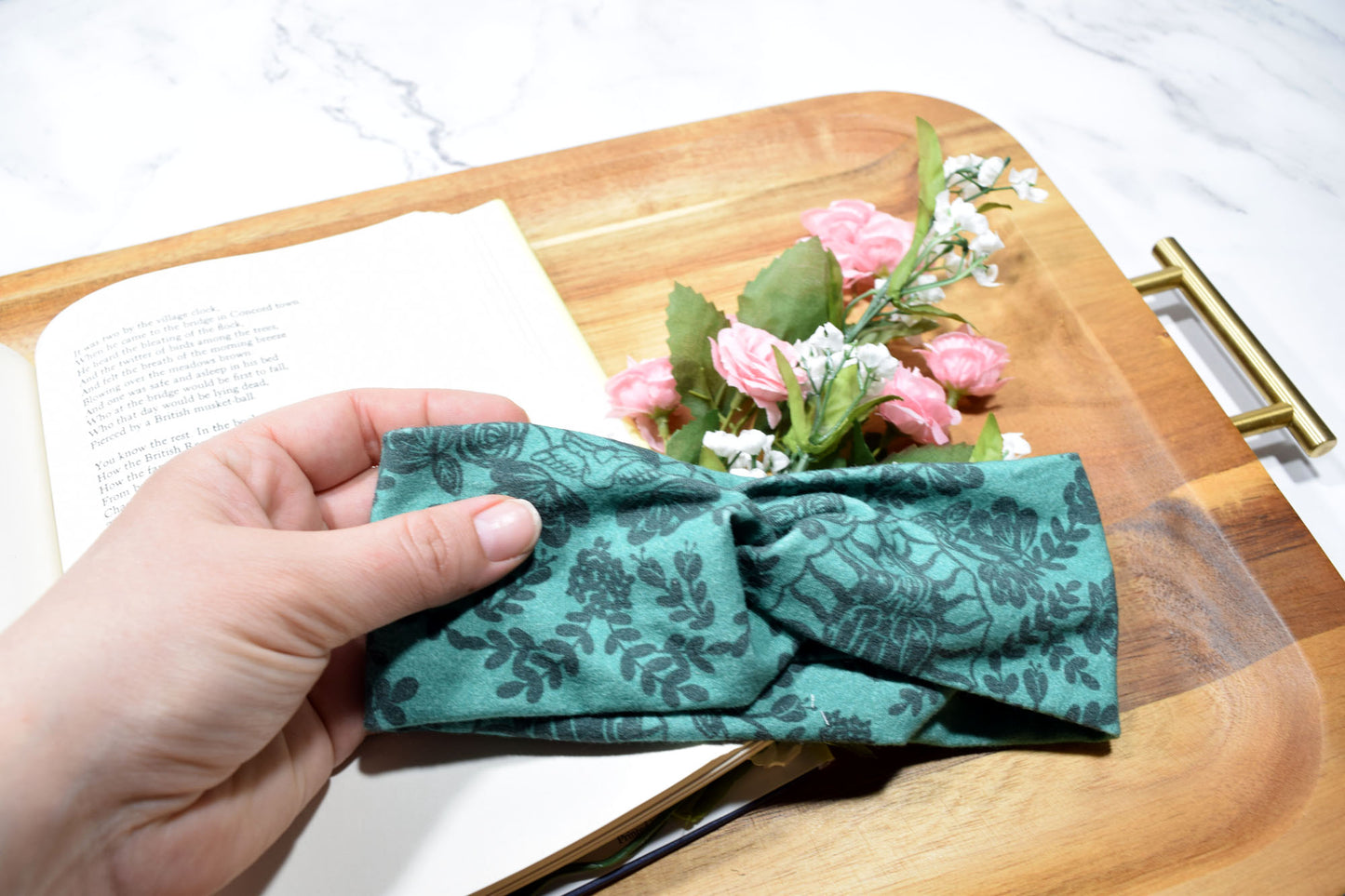 KID SIZED Green Our Lady of Guadalupe Twist Headband