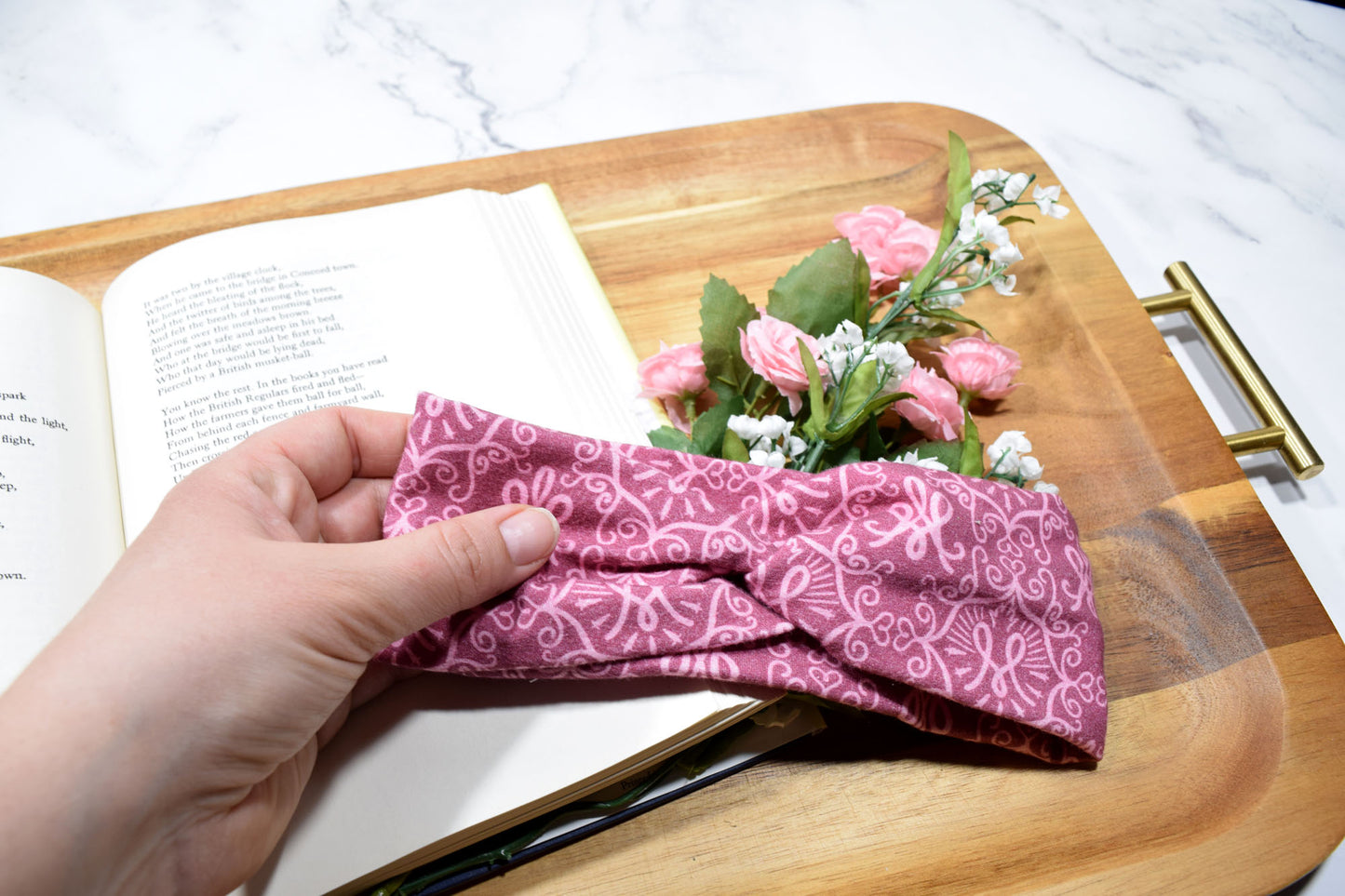 KID SIZED Pink Ave Maria Twist Headband