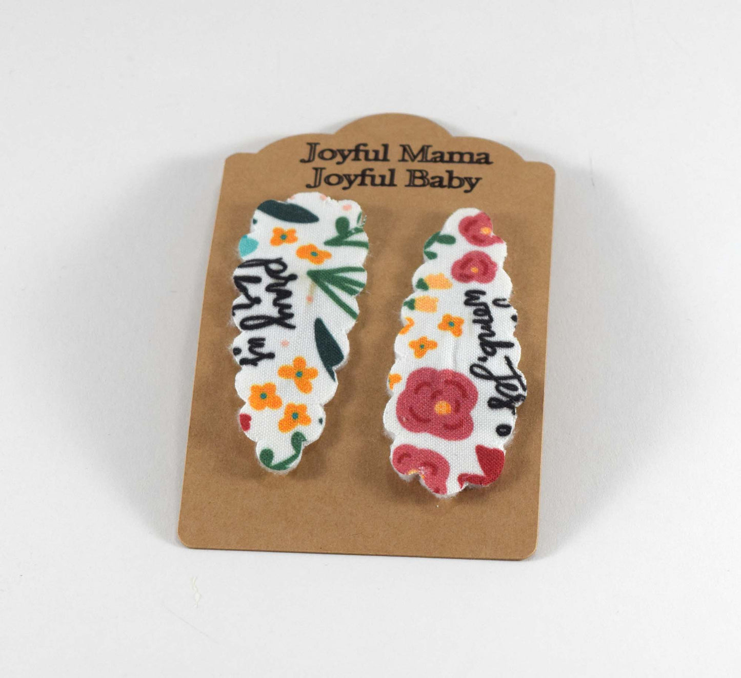 Catholic Hair Clips - Floral Hail Mary - Joyful Mama Joyful Baby
