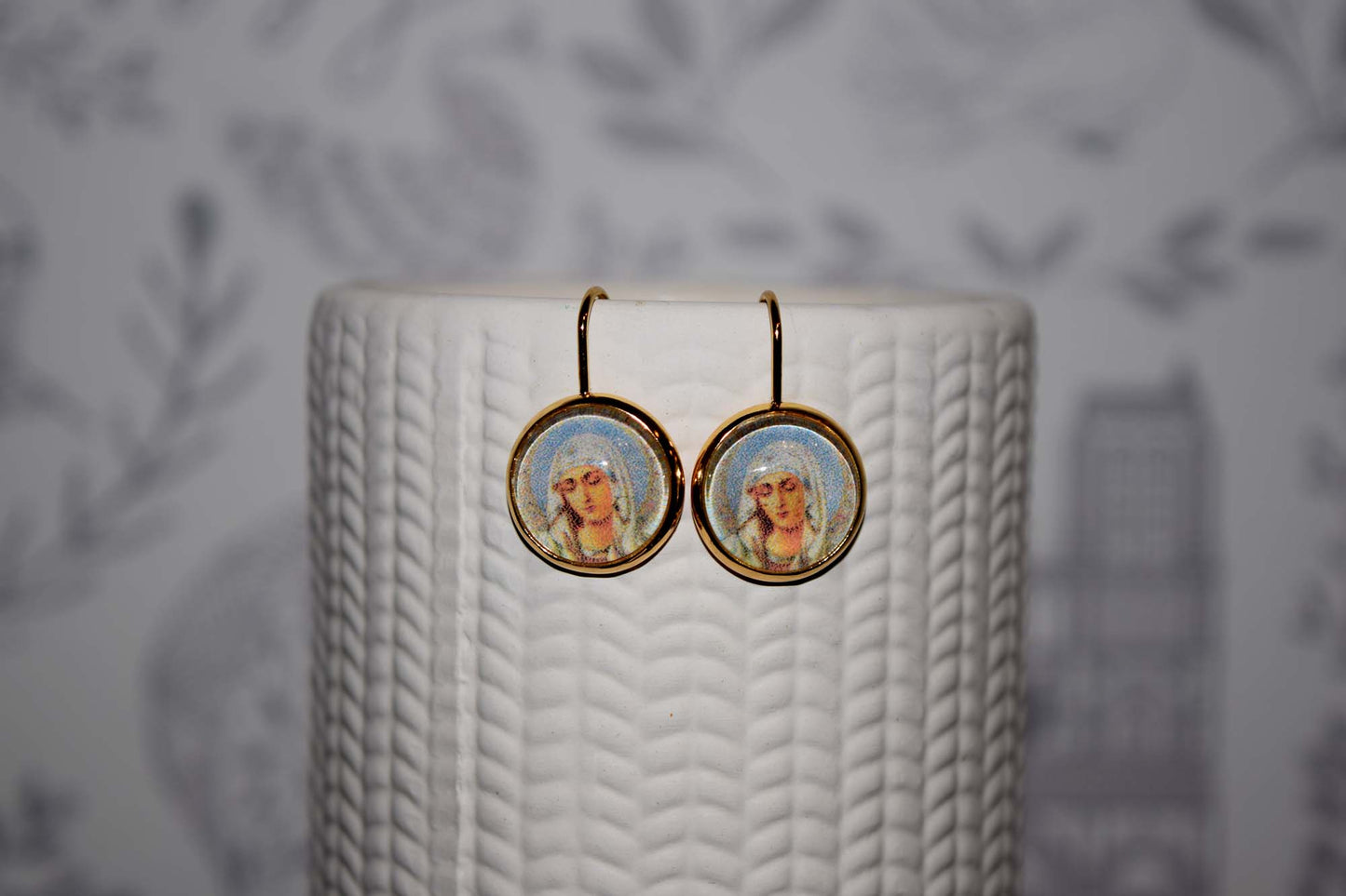 Our Lady of Humility Earrings in gold - Joyful Mama Joyful Baby