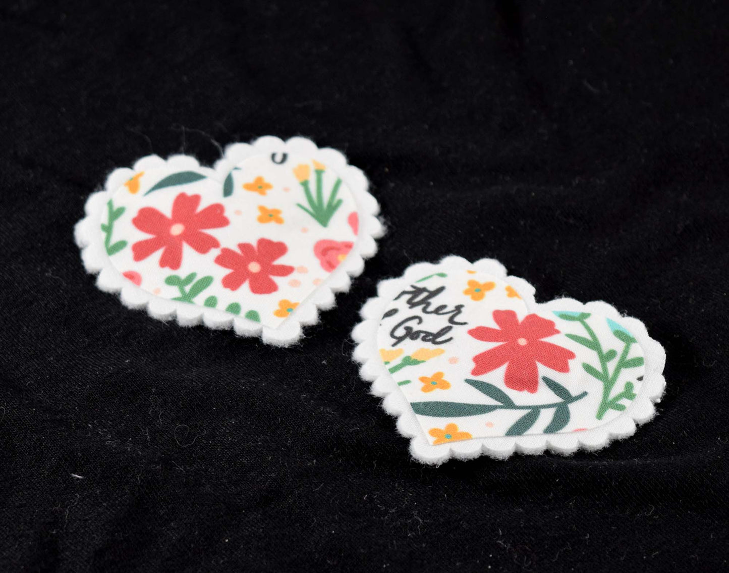 catholic hair clip, heart hair clip, catholic fabric