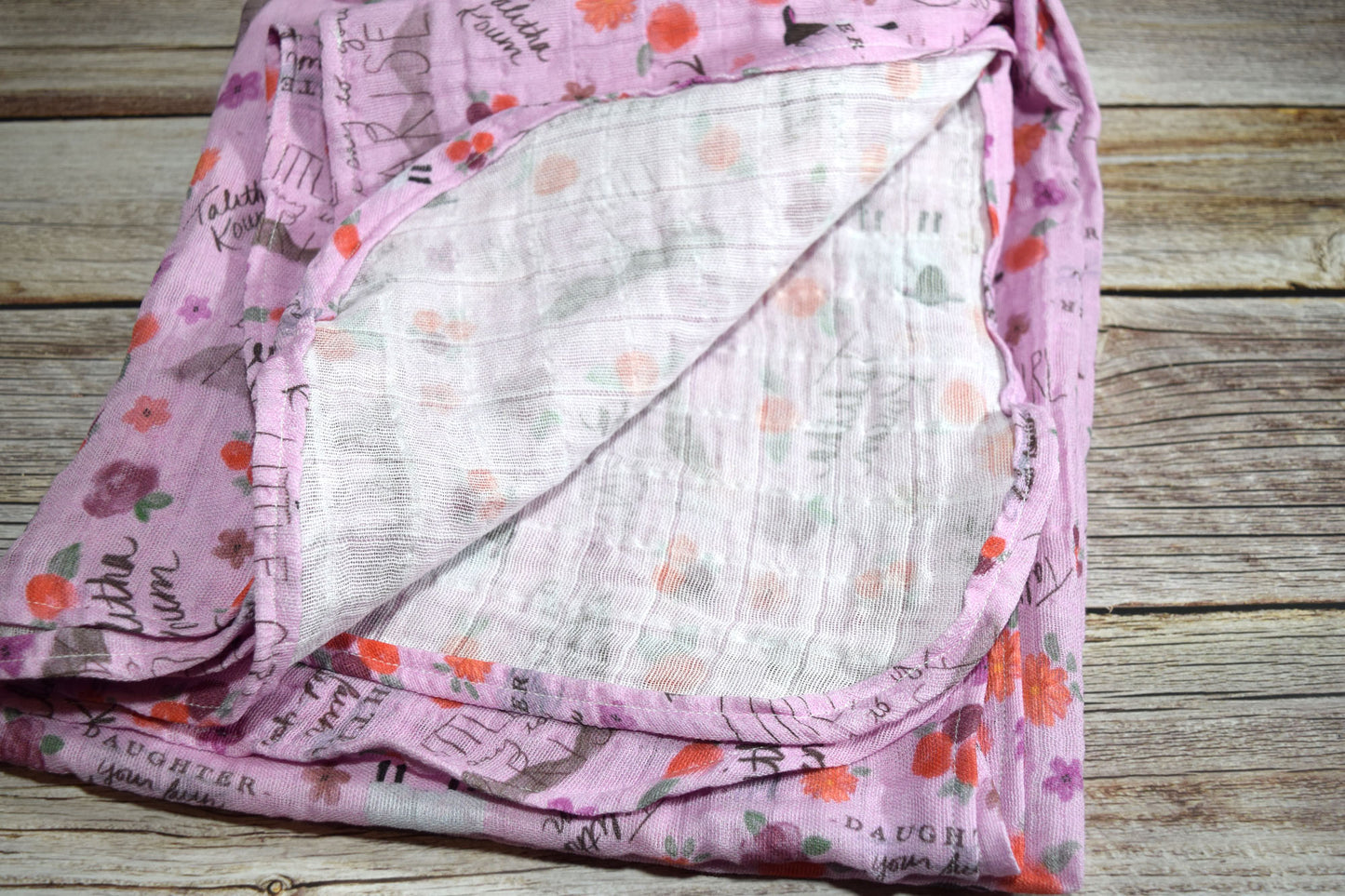 Catholic Swaddle Blanket - Talitha Koum - Joyful Mama Joyful Baby