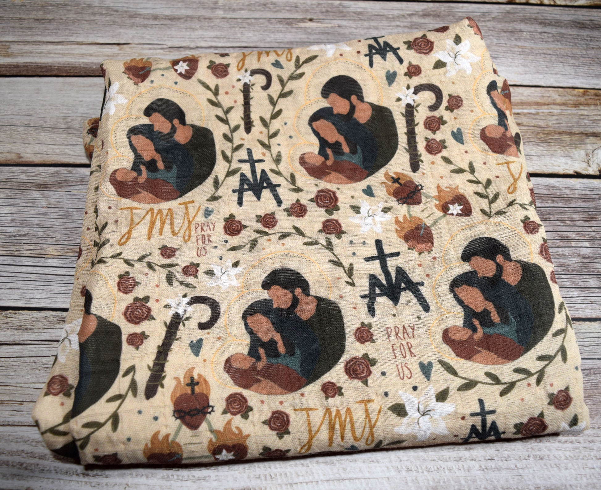 holy family swaddle blanket, catholic baby gift, catholic baby shower, catholic baby blanket, catholic baby swaddle, holy family blanket,