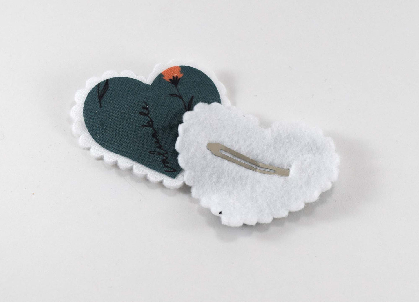 Catholic Heart Hair Clips - Teal Beloved Wildflower