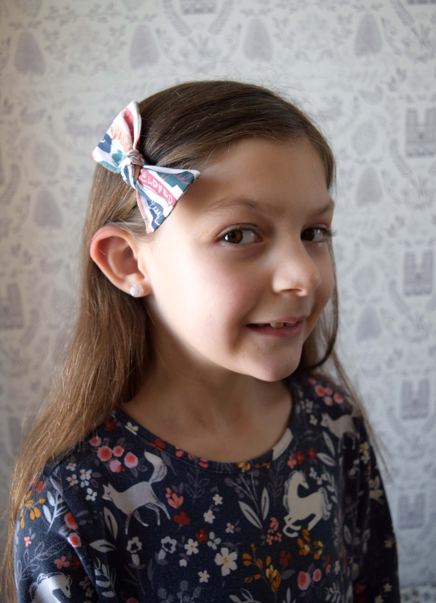 Catholic Hair Bows - Teal Beloved Wildflowers - Joyful Mama Joyful Baby