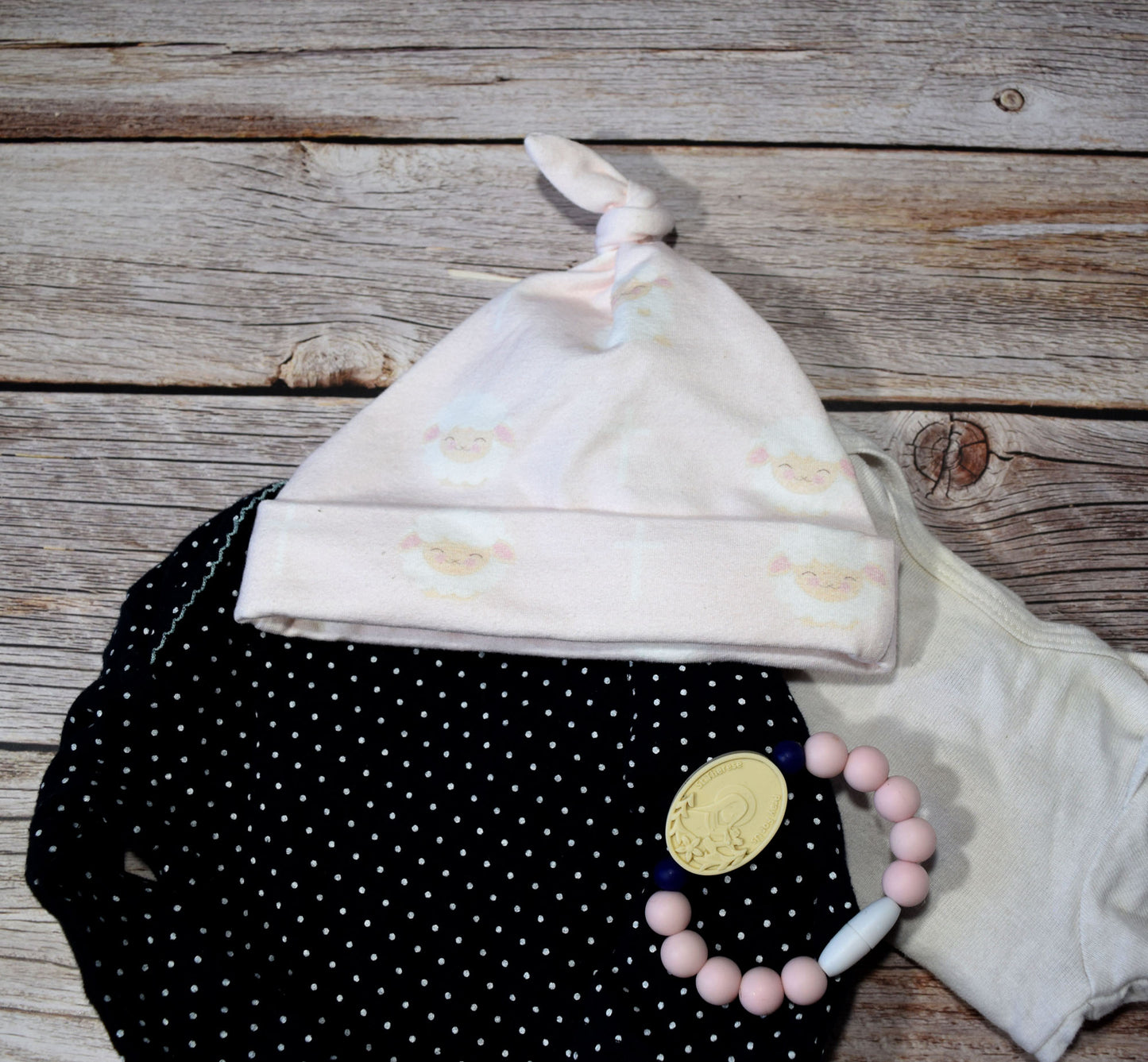 Pink Baby Sheep Top Knot Baby Hat