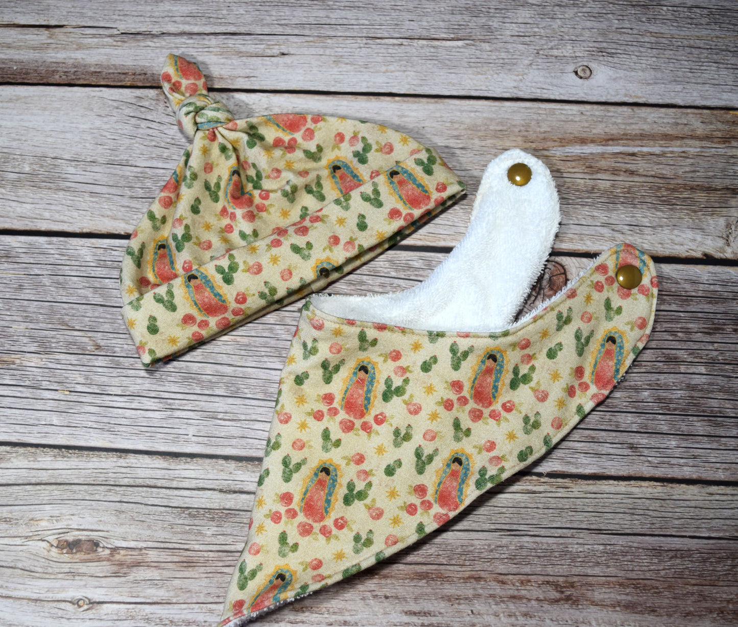 Mini Guadalupe Top Knot Baby Hat