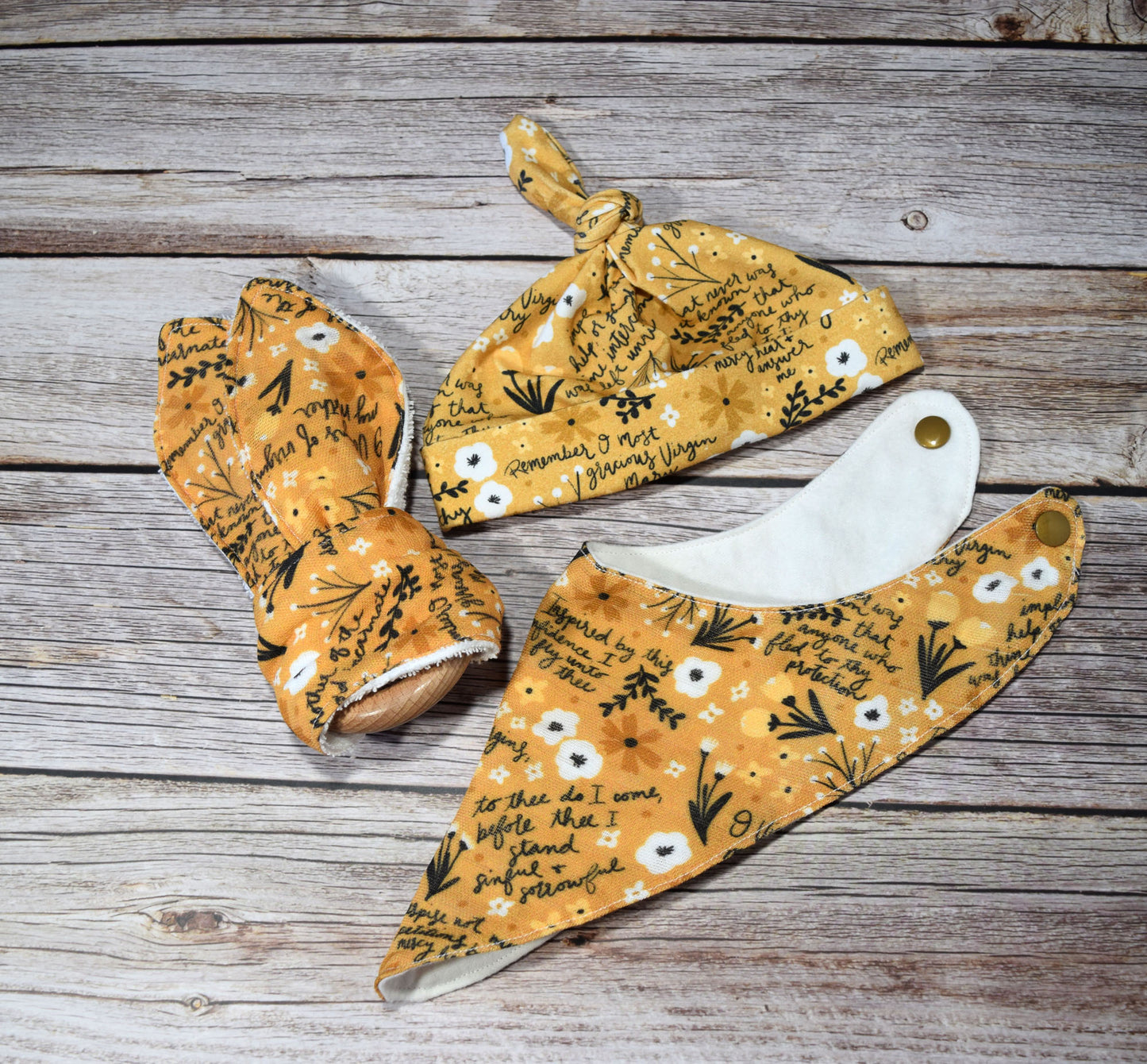 Catholic Bunny Ear Teething Toy - Memorare