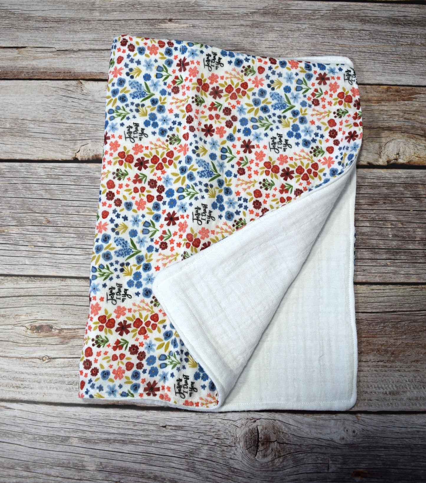 Catholic Burp Cloth - Floral Divine Mercy