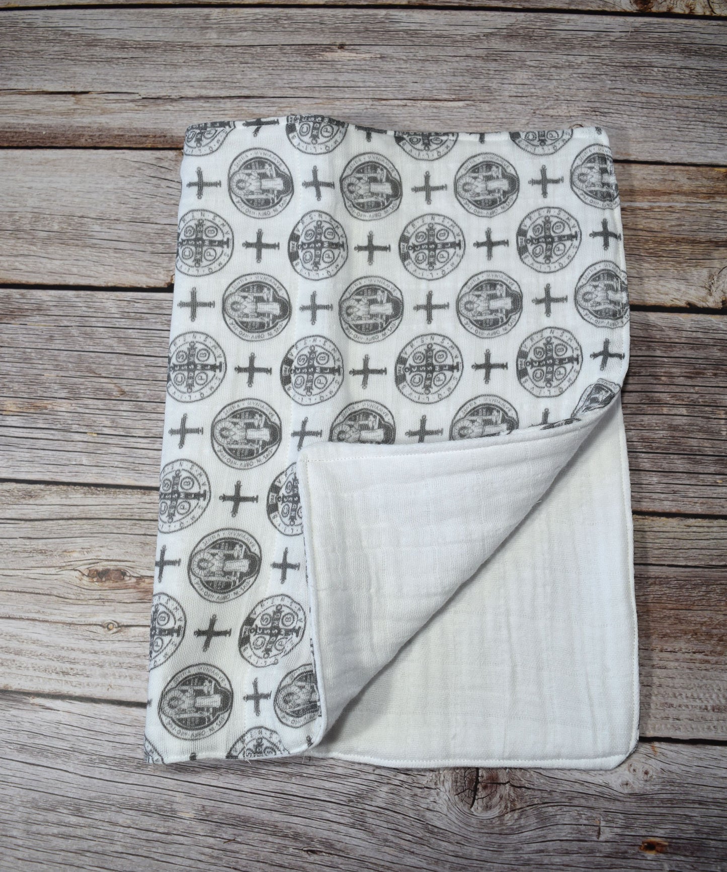 Catholic Burp Cloth - St Benedict