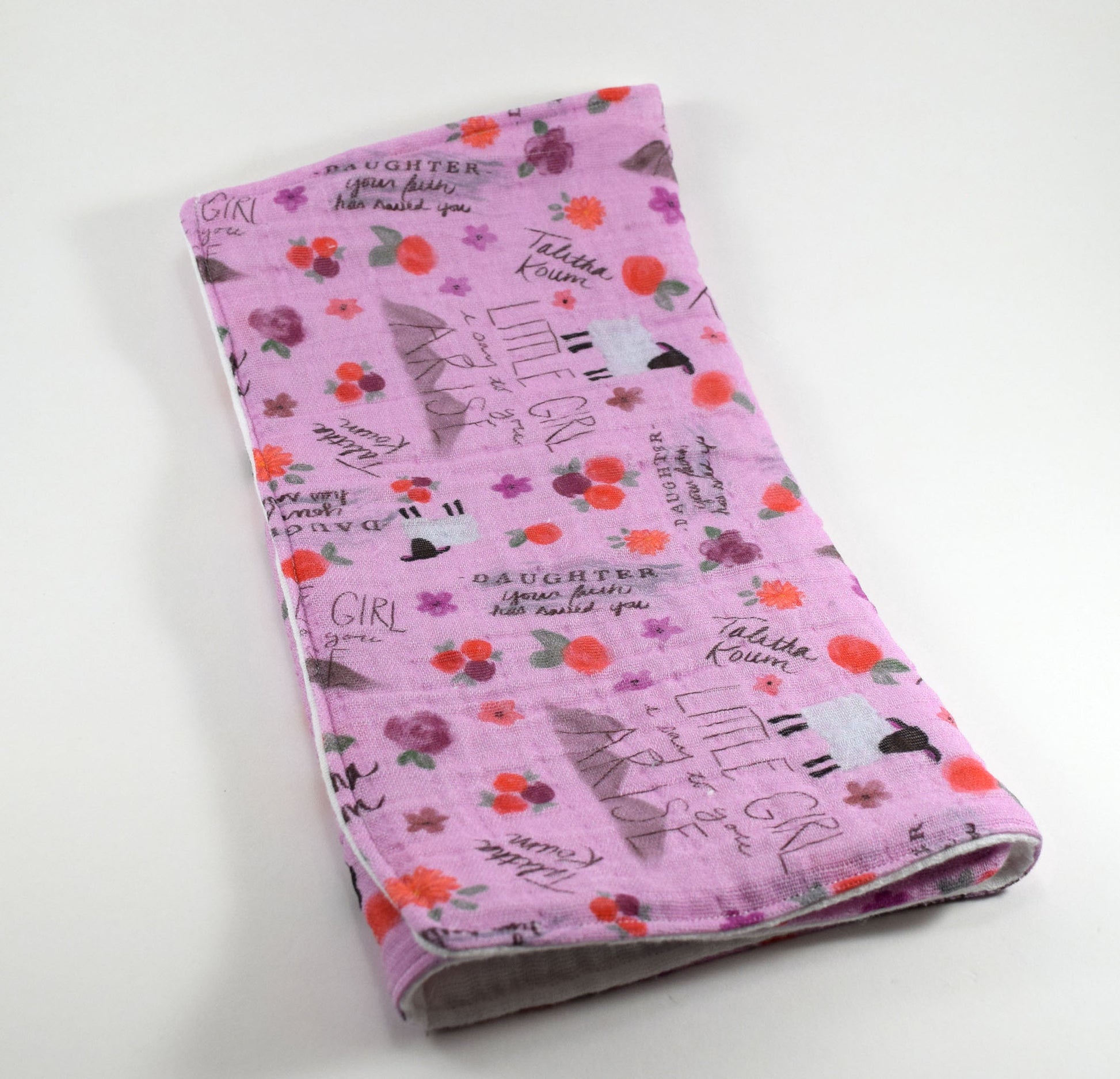 talitha koum, catholic burp cloth, catholic baby gift