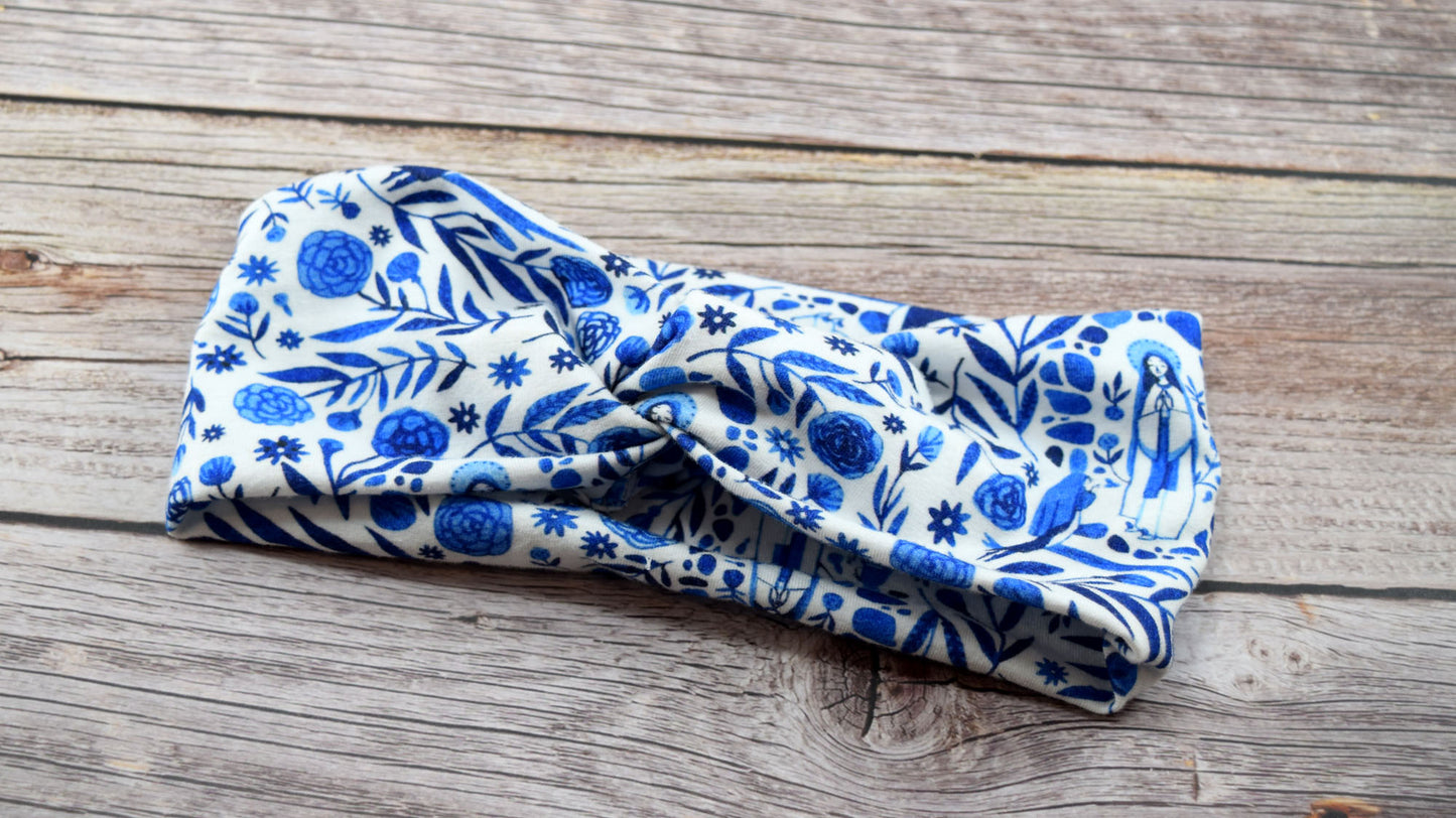 our lady of lourdes, catholic twist headband, lourdes headband, catholic turban headband, catholic headband for women, catholic headband for mom, mary headband