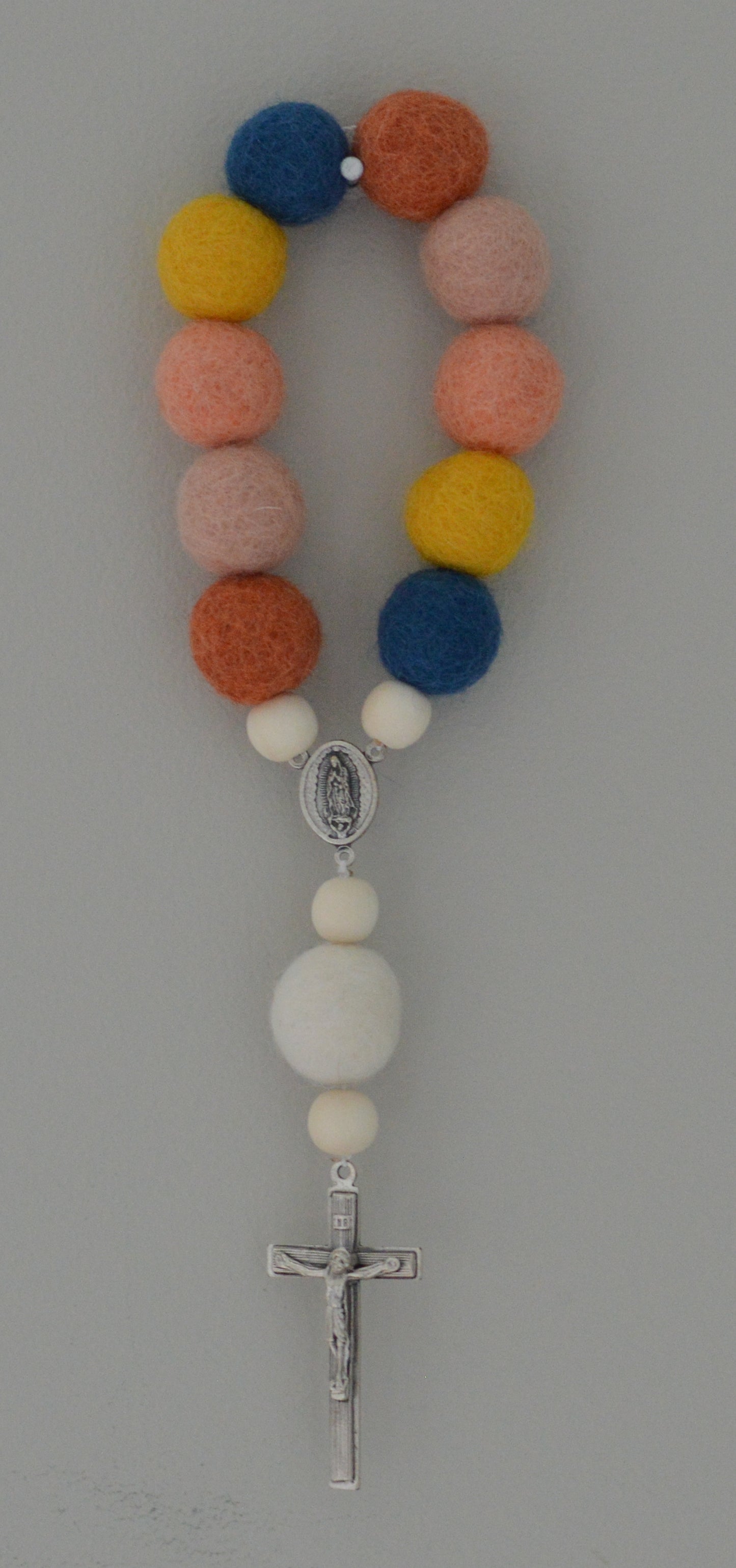 Our Lady of Guadalupe wall decade rosary- Catholic Rosary - Wall Rosary - Catholic Gift - First Communion- Baptism - Felt Ball - Joyful Mama Joyful Baby