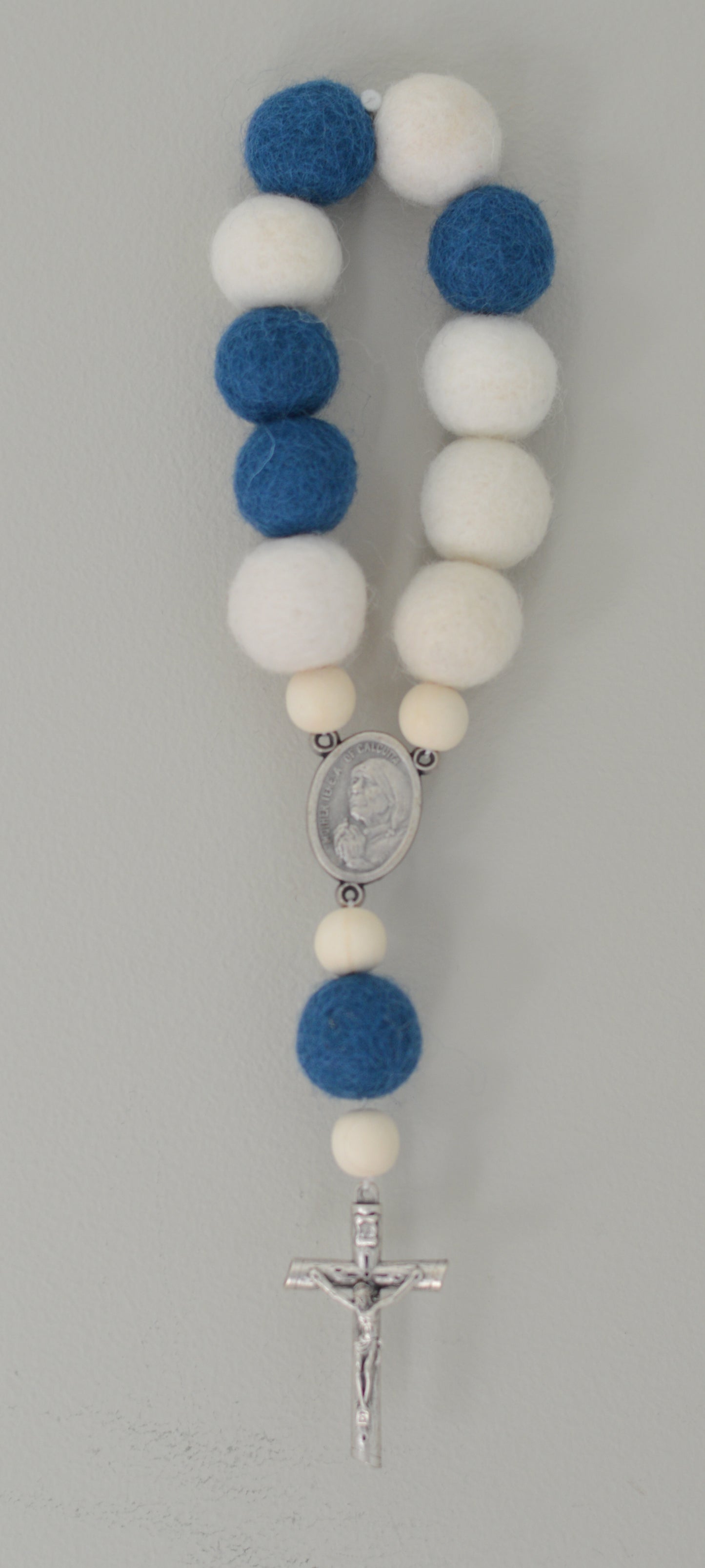 St. Teresa of Calcutta Decade Wall Rosary- Catholic Rosary - Wall Rosary - Catholic Gift - First Communion- Baptism - Felt Ball - Joyful Mama Joyful Baby