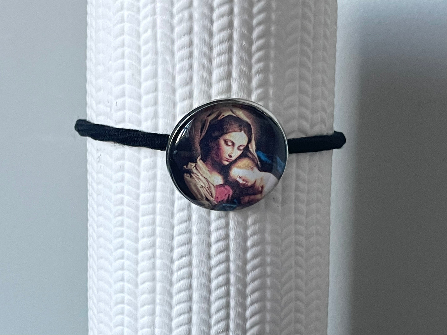 holy mother mary & baby jesus- catholic- hair elastic-womens gift