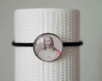 Sacred Heart Hair Tie- Catholic- Hair Elastic- Womens gift