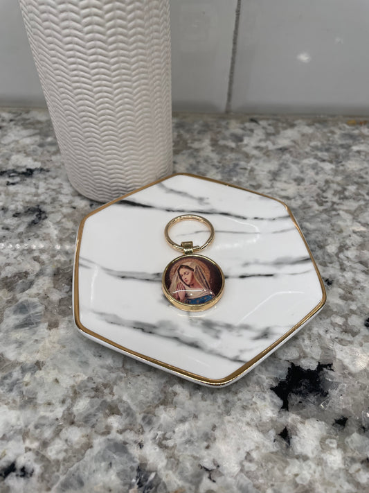 Our Lady of the Rosary Keychain- Catholic gift- Saints- Back to school