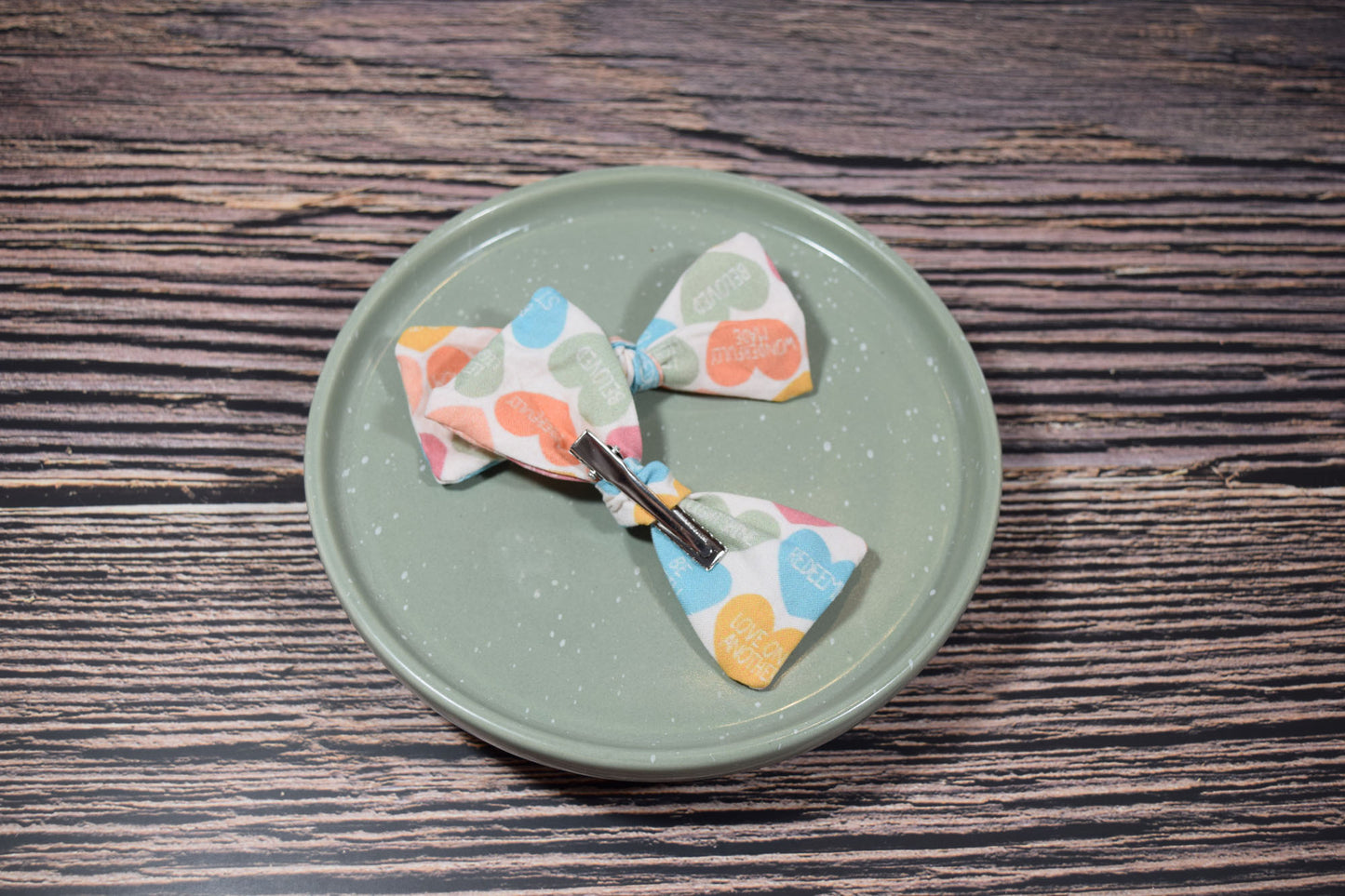 Catholic Knotted Hair Bows - Candy Hearts