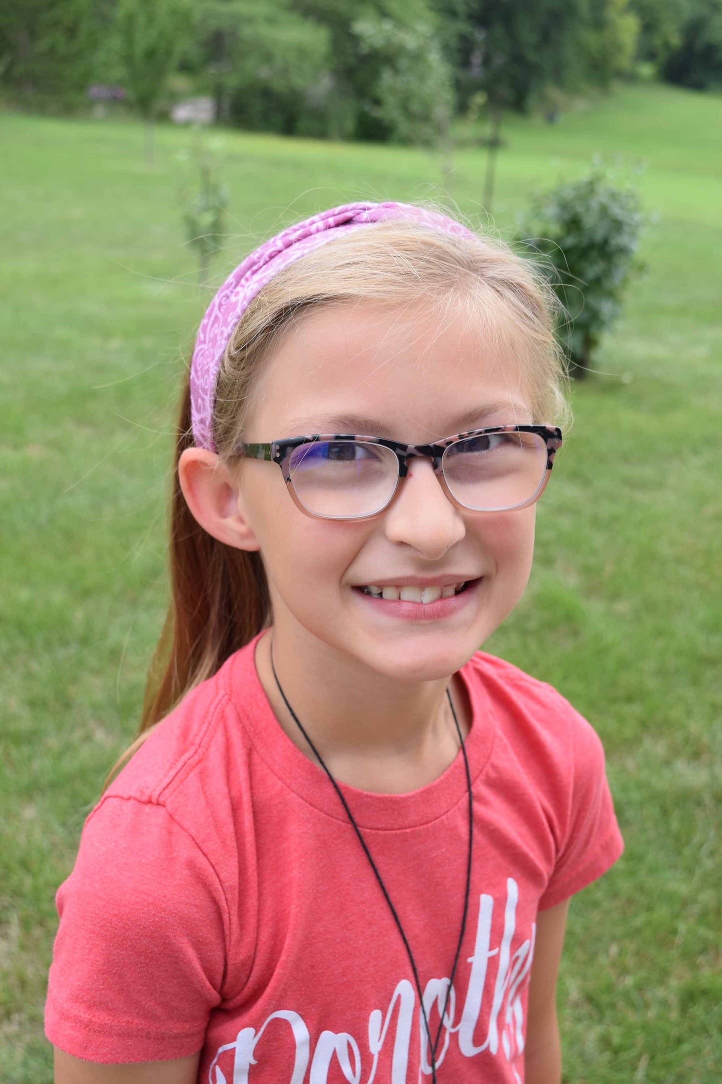 KID SIZED Pink Ave Maria Twist Headband