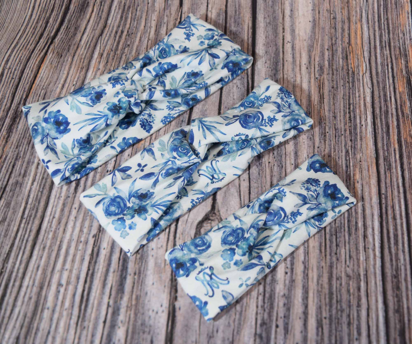 KID SIZED Blue Floral Auspice Maria Twist Headband